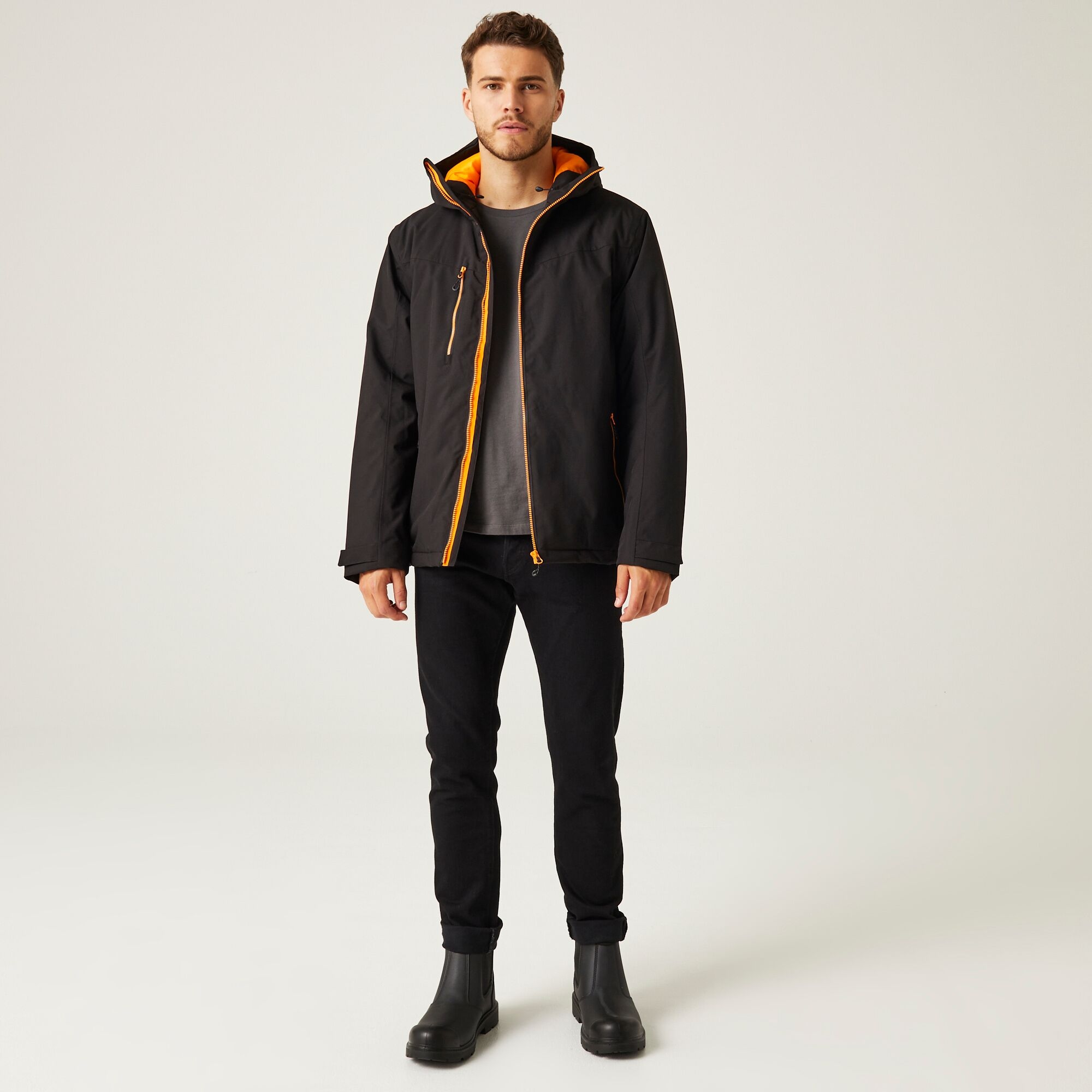 Men's Navigate Insulated Jacket | Black Orange Pop