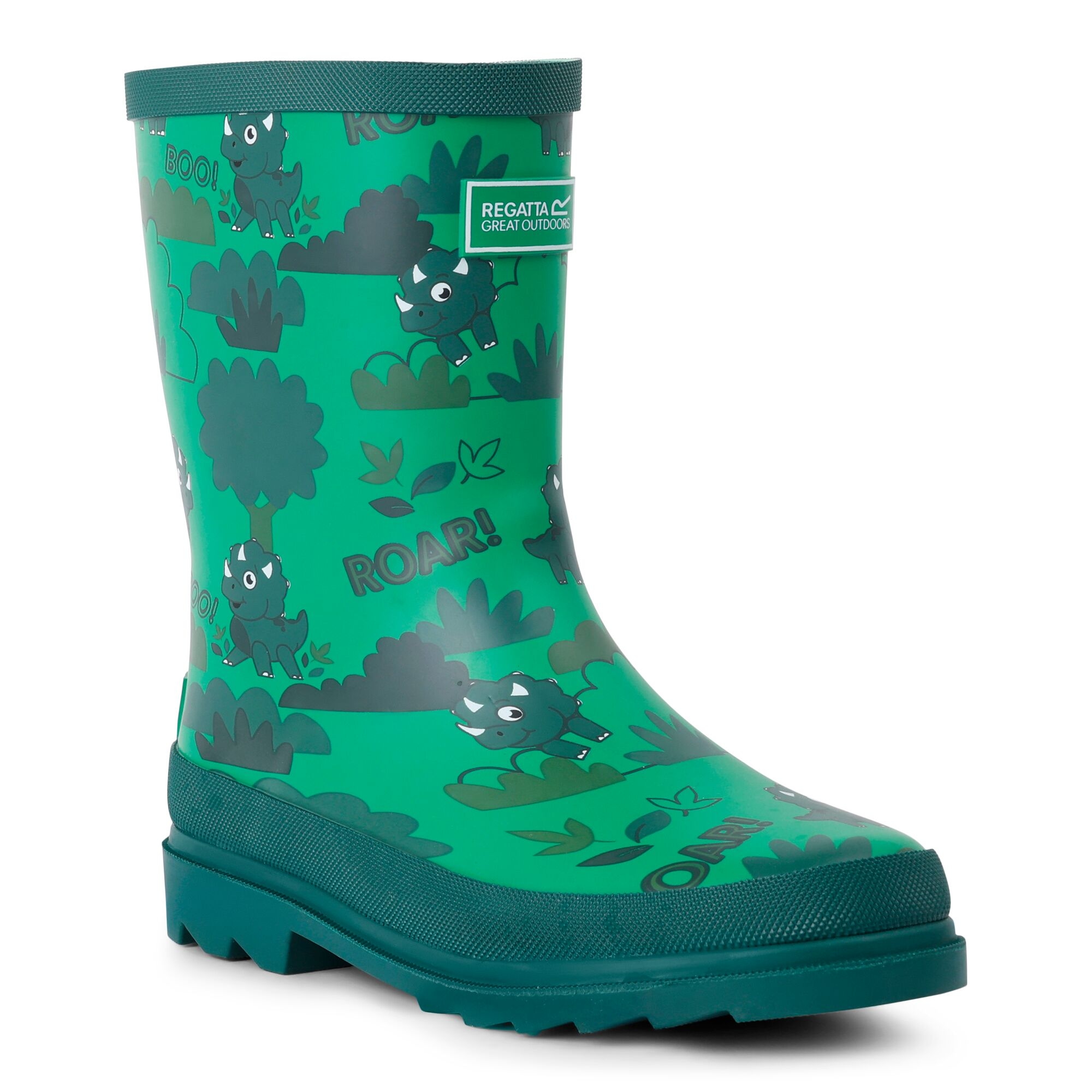 Kids' Mudplay II wellies | Stompy the Dinosaur Print Green