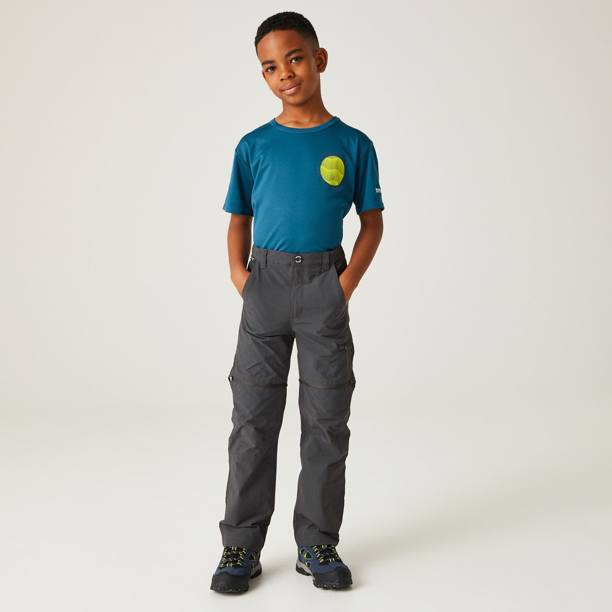 Kids' Highton Stretch Zip Off Walking Trousers | Seal Grey