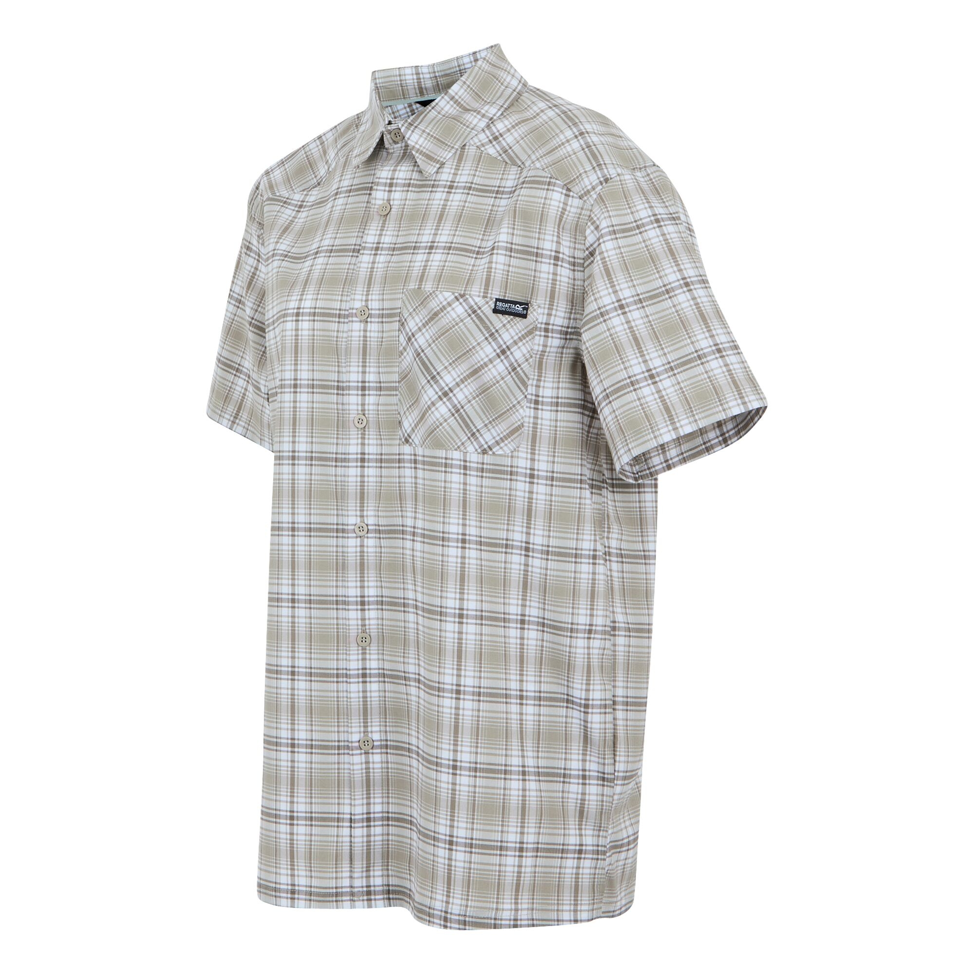 Men's Begarno Short Sleeve Shirt | White Golden Sand Treetop Check