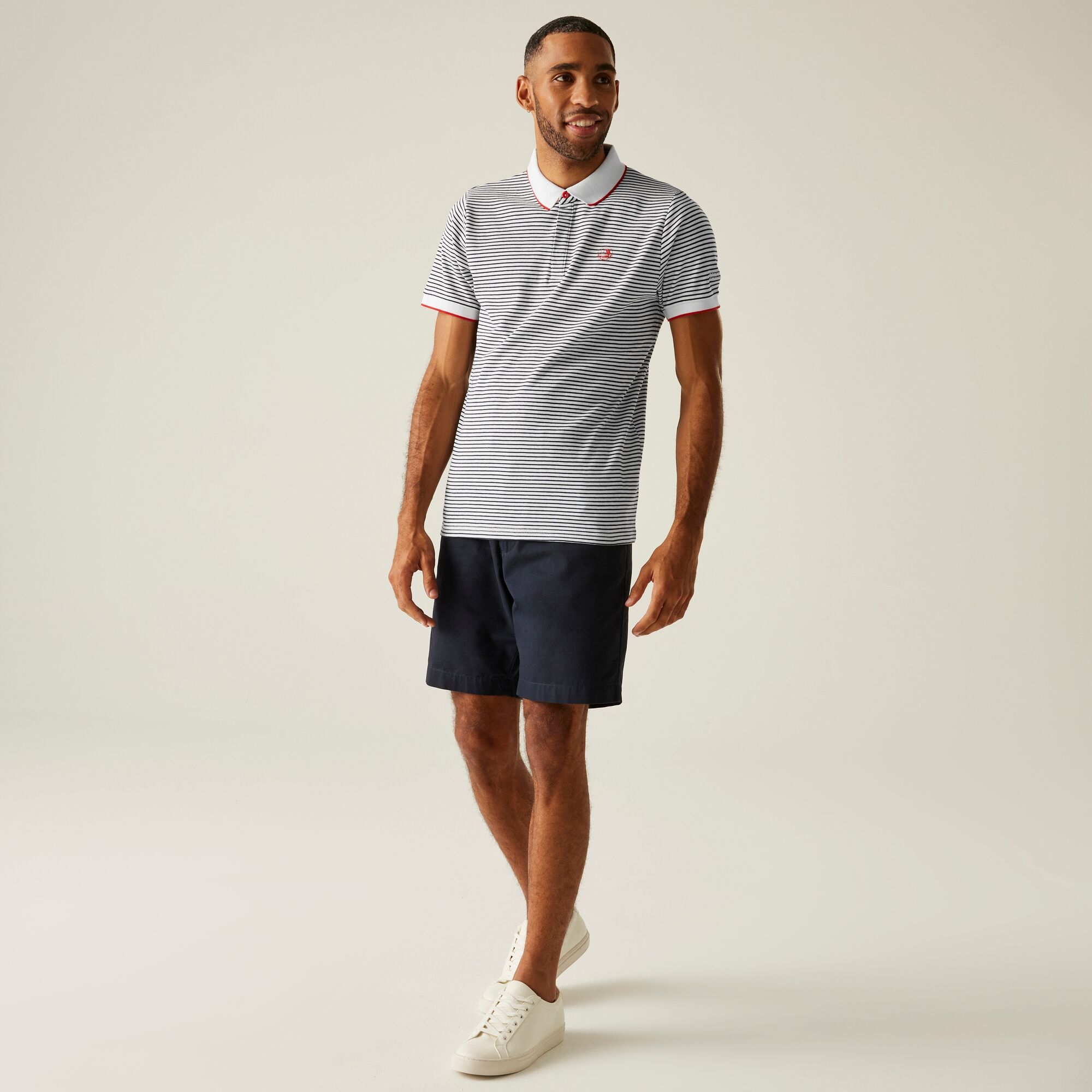 Men's Tiver Polo Shirt | White Navy Stripe