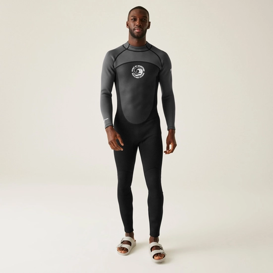 Men's Full 2mm Wetsuit | Black Dark Grey White