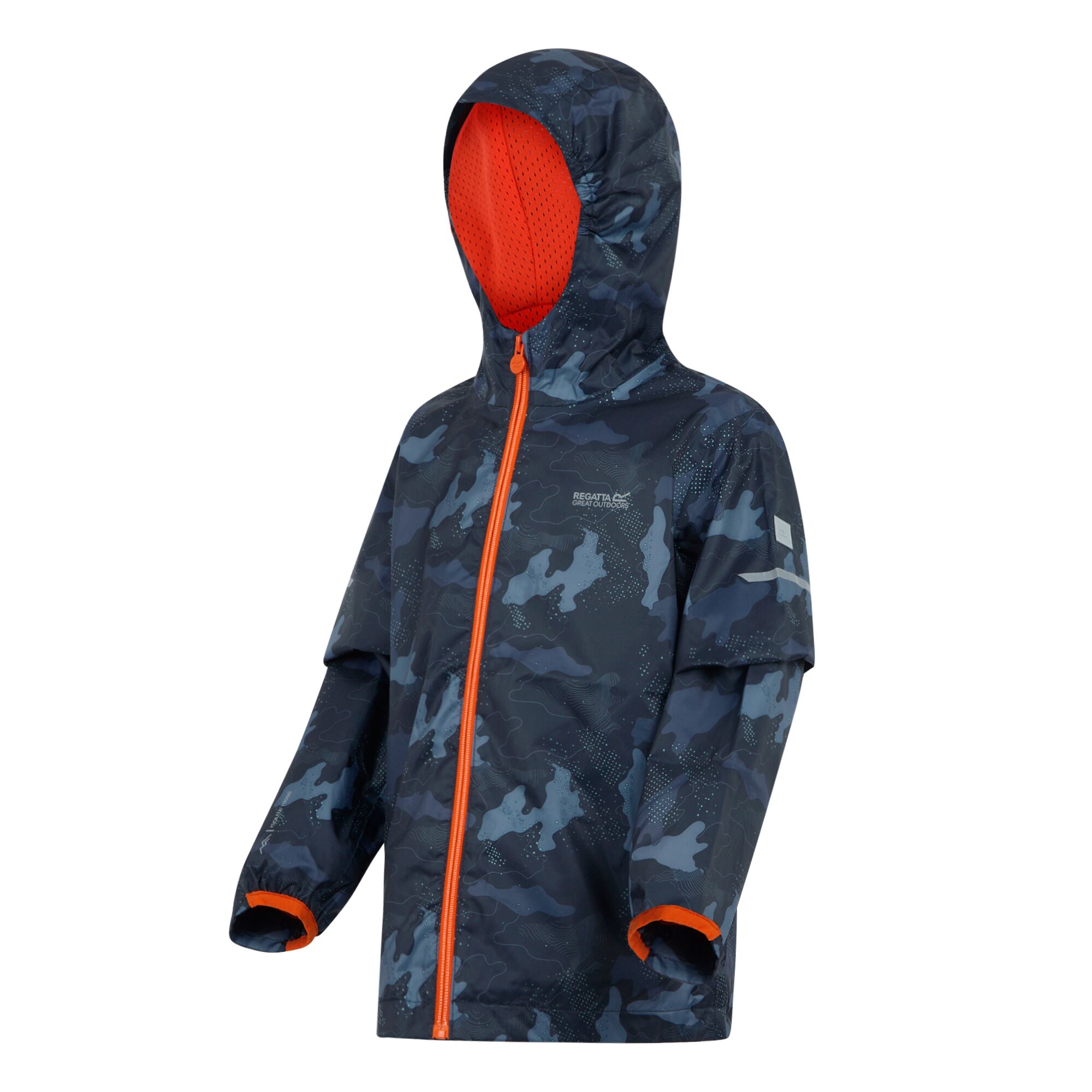 Kids' Printed Lever II Waterpoof Jacket | Navy Tangerine Tango