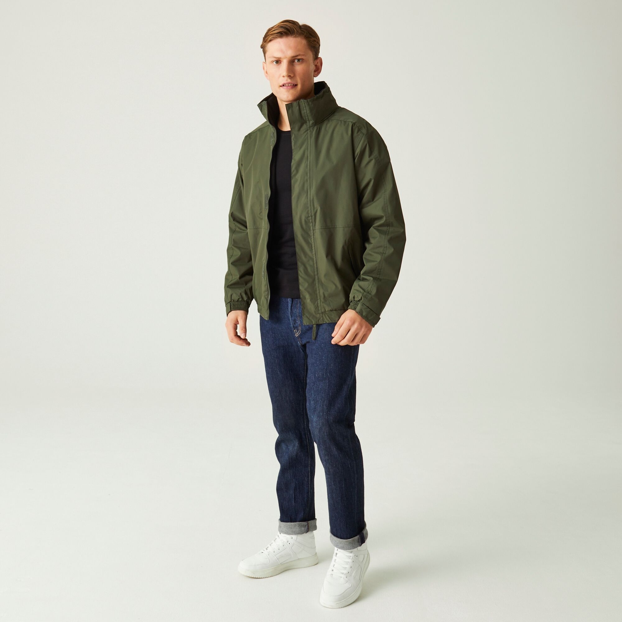 Men's Dover Fleece Lined Waterproof Insulated Bomber Jacket | Dark Khaki Marl Black