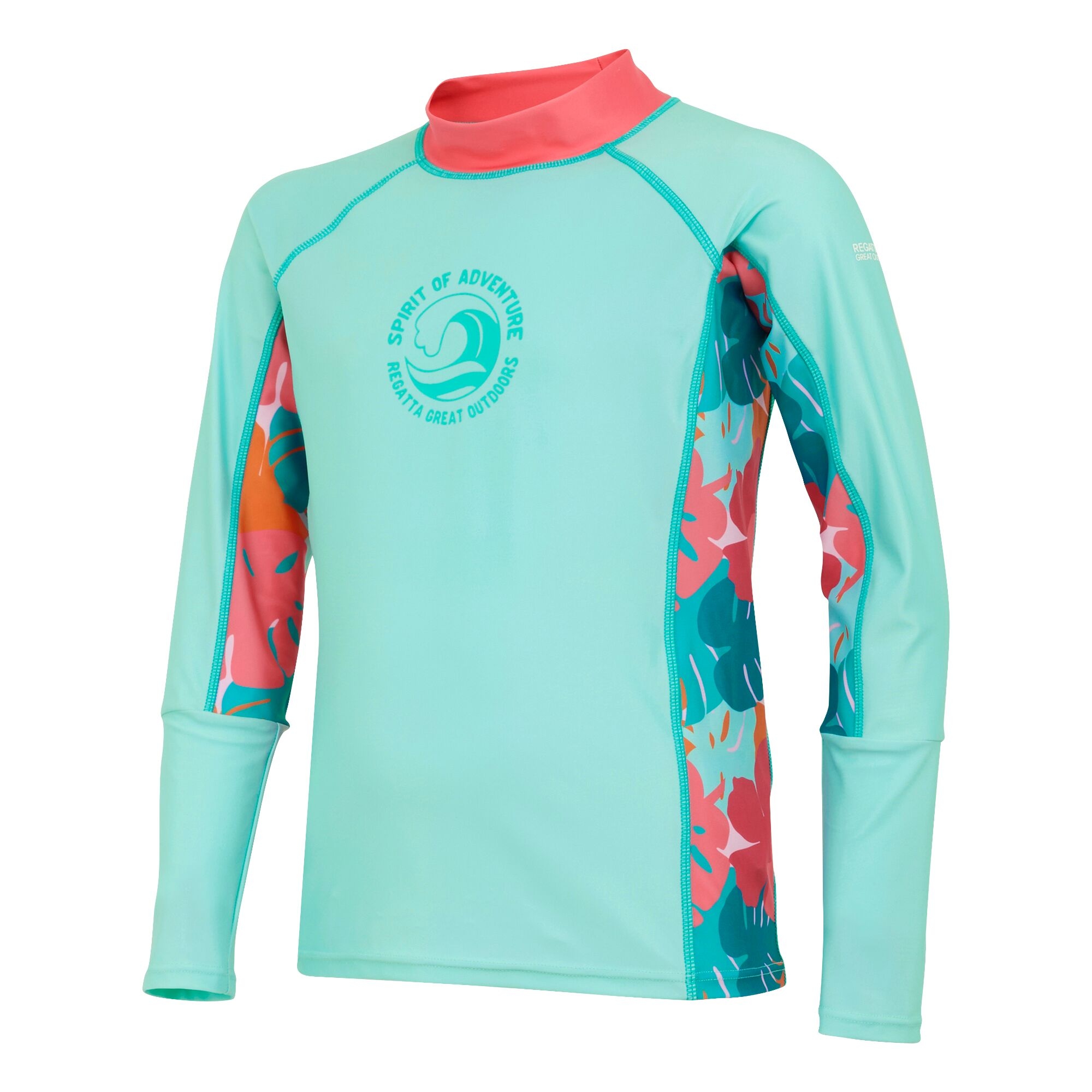 Kids' Hoku II Swim Top | Aruba Blue Peach Bloom Tropical Leaf