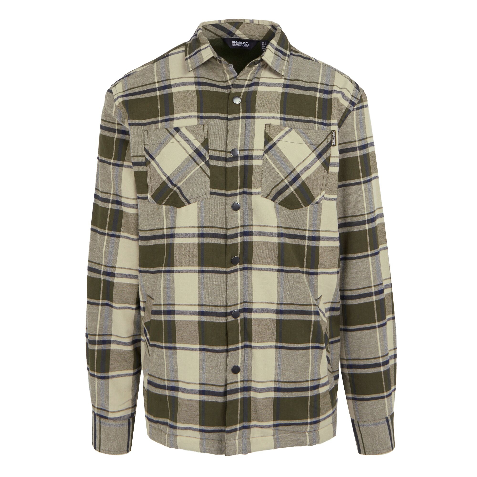 Men's Thamos Long Sleeved Checked Shirt | Dark Khaki Moonstruck