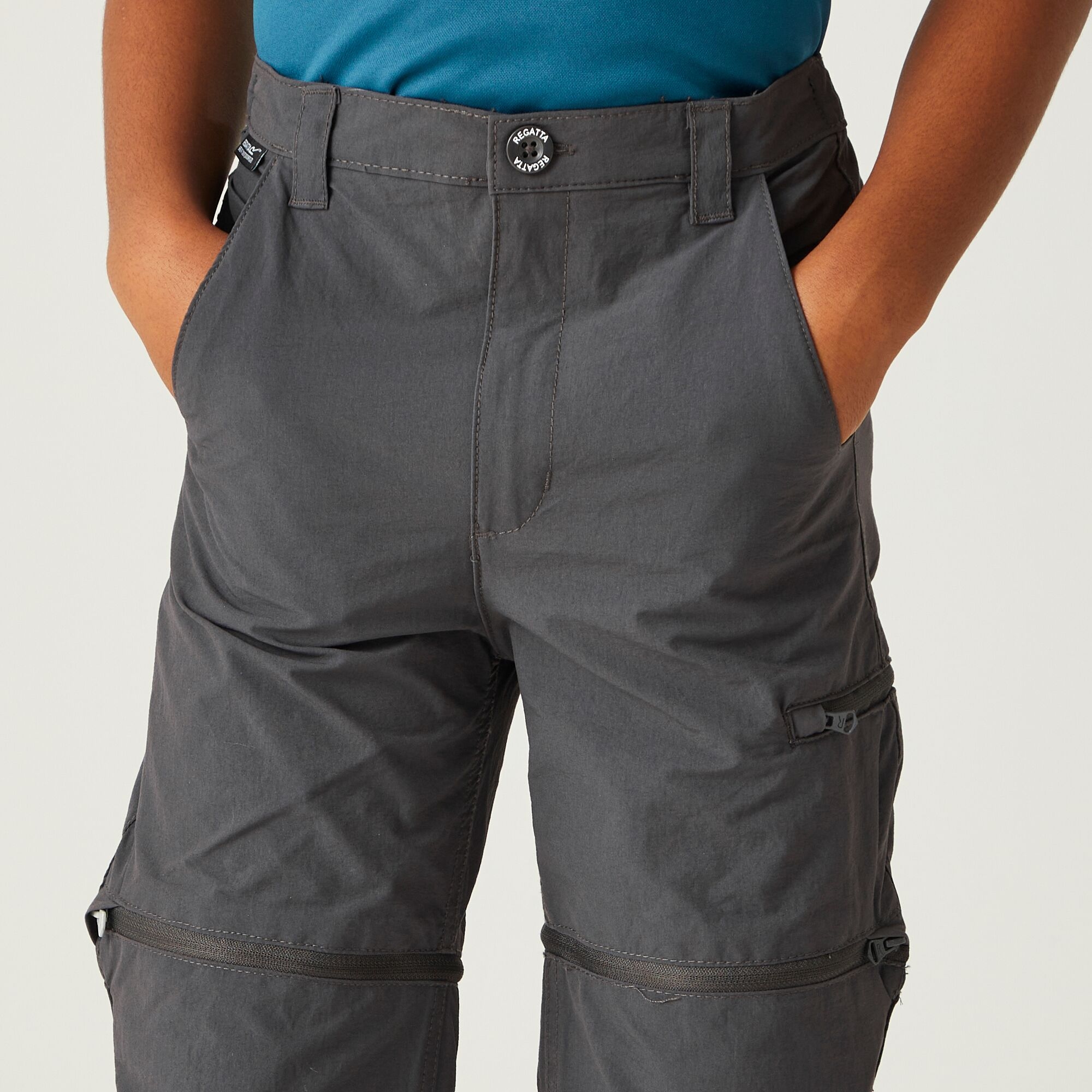Kids' Highton Stretch Zip Off Walking Trousers | Seal Grey