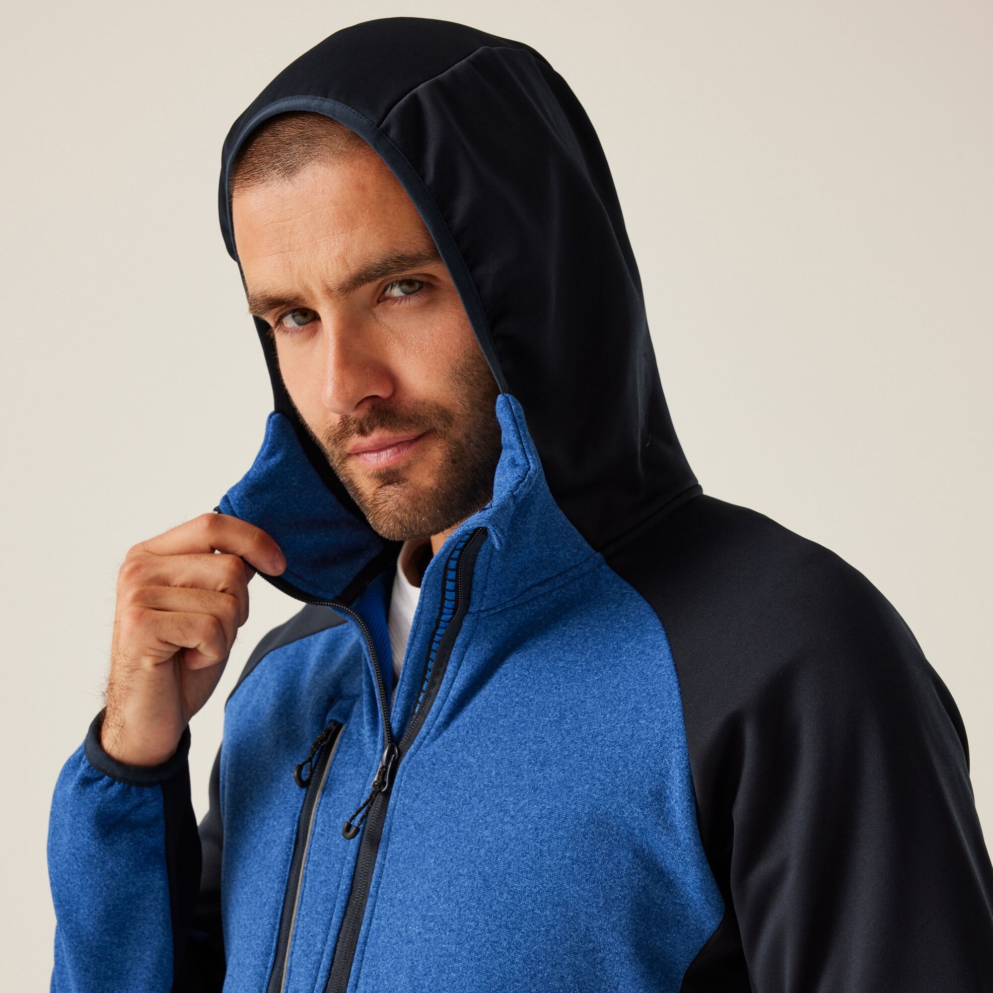 Men's X-Pro Coldspring II Hybrid Full Zip Hooded Fleece | Oxford Blue Marl Navy
