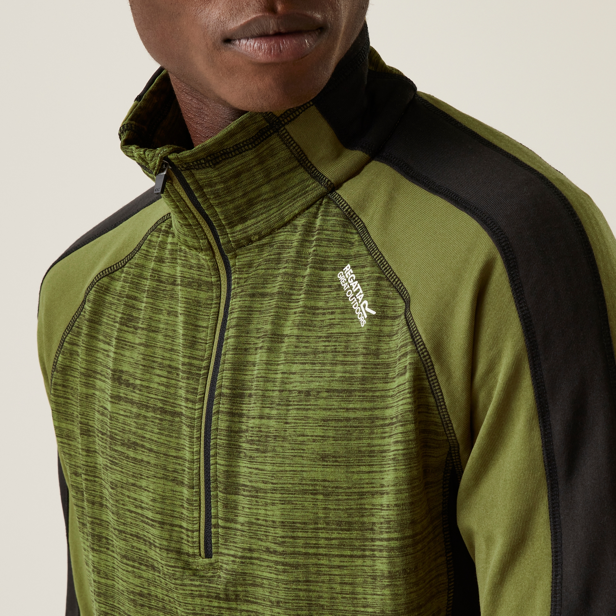 Men's Hepley Half Zip Lightweight Fleece | Nephrite Green Black