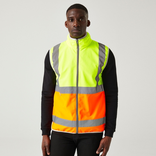 Men's Pro HI-VIS Full Zip Gilet | Yellow Orange