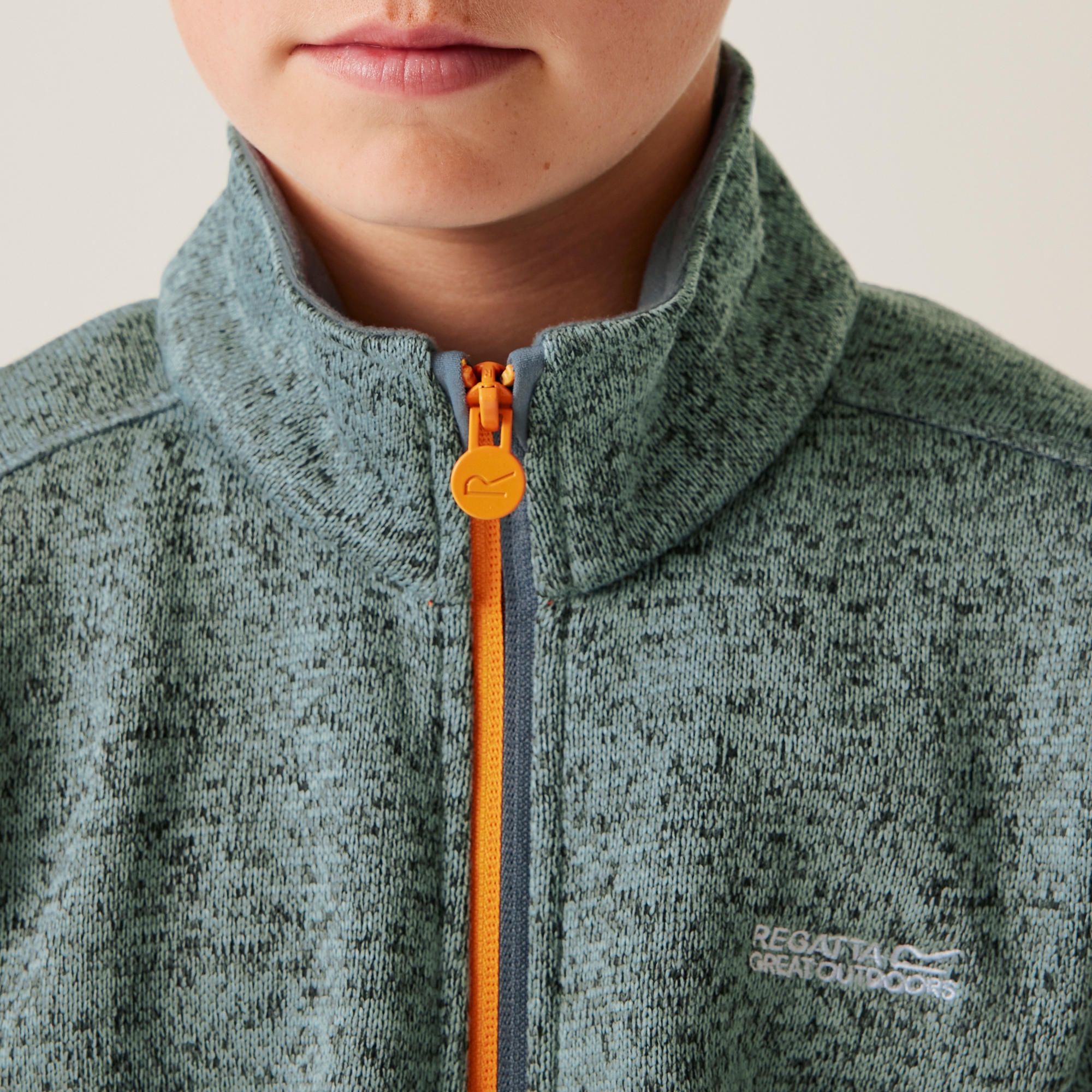 Kids' Newhill Full Zip Fleece | Glacier Stormy Weather Bright Marigold
