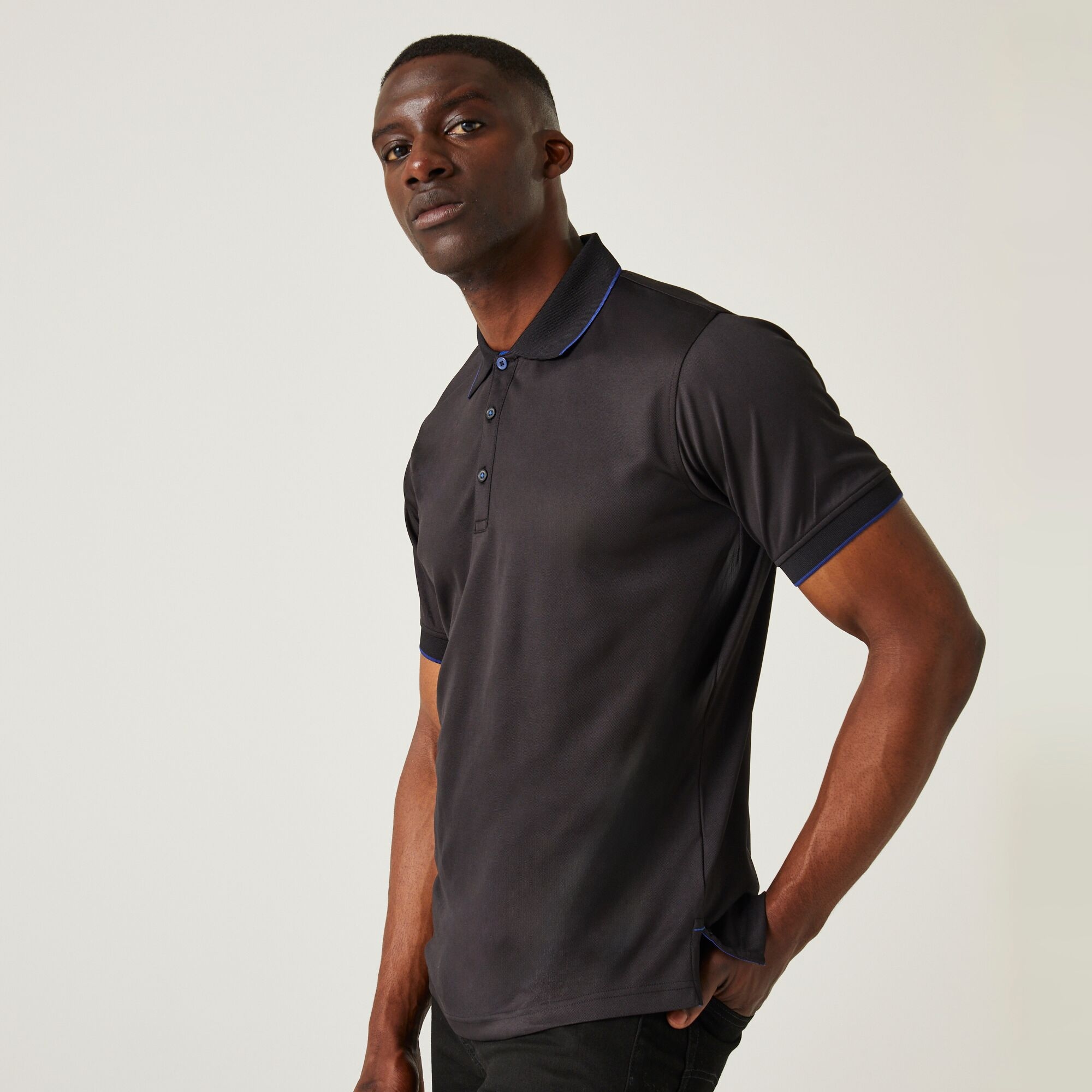 Men's Navigate Short Sleeve Polo Shirt | black new royal