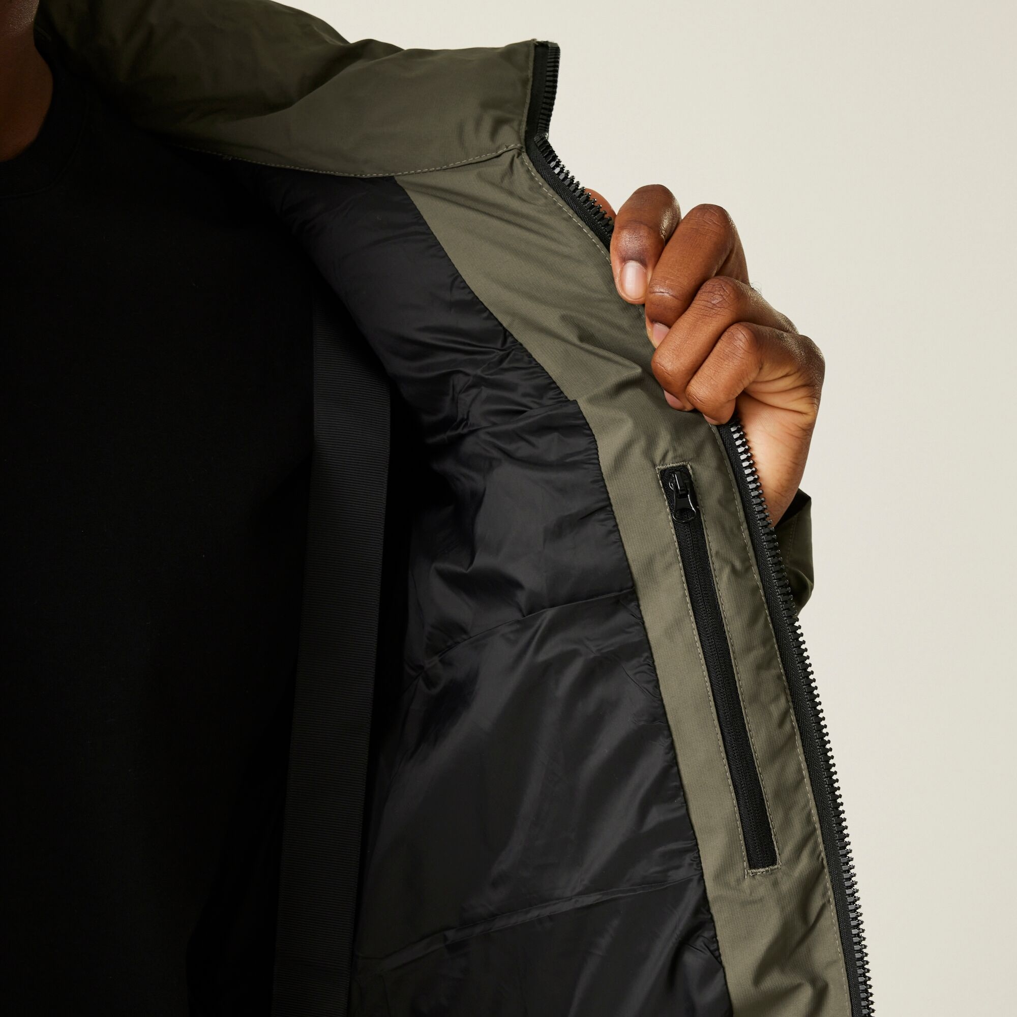 Men's Mottere Longline Padded Jacket | Crocodile Black