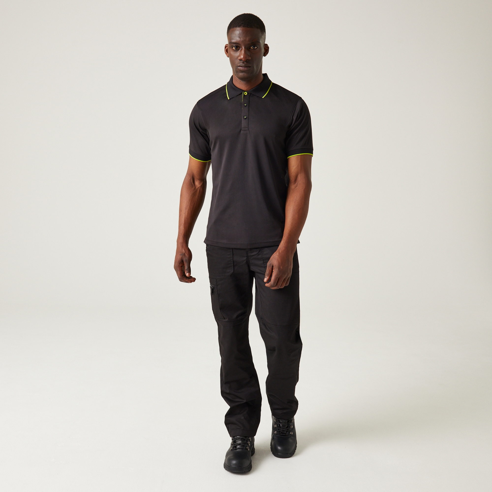 Men's Navigate Short Sleeve Polo Shirt | Black Lime Green