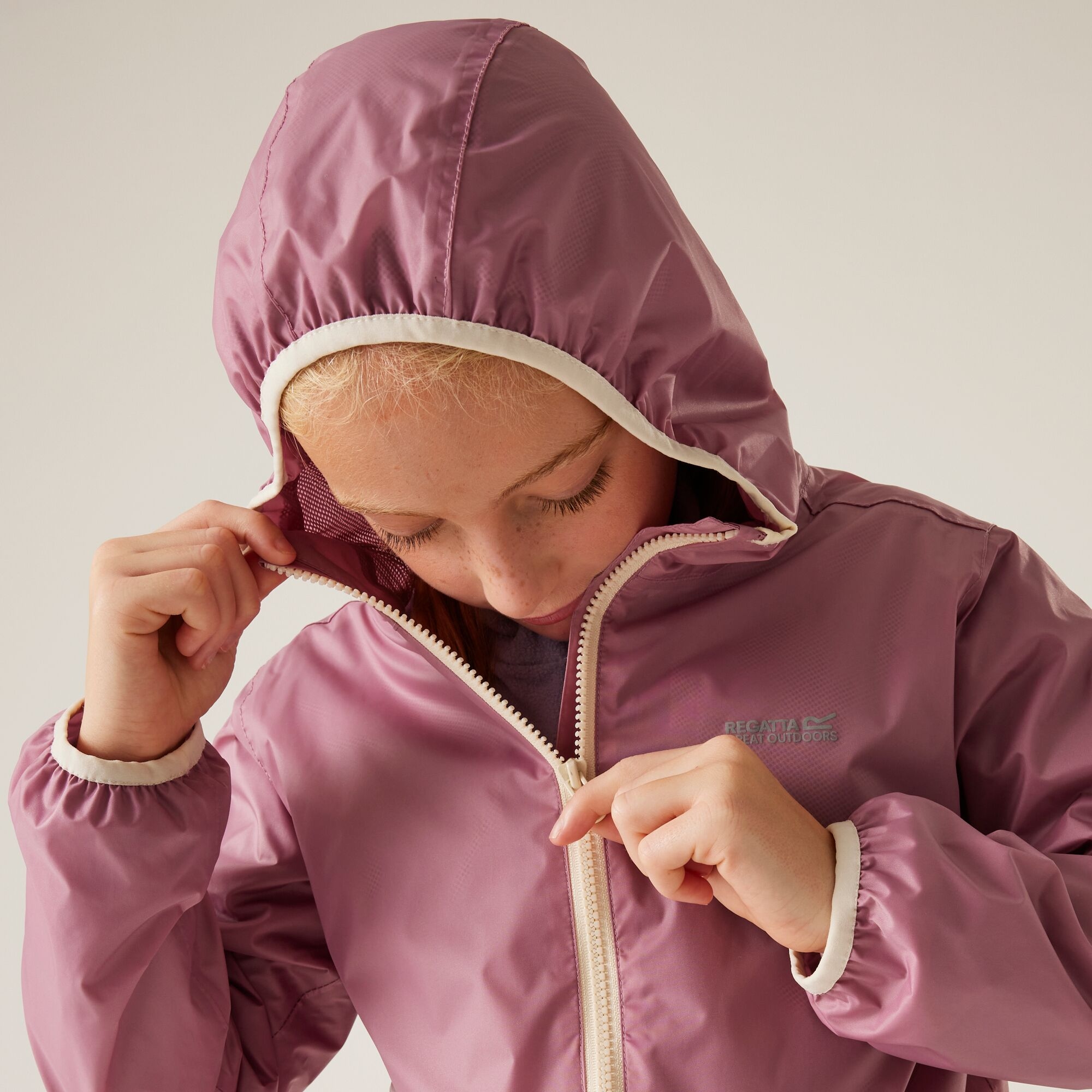 Kids' Lever II Waterproof Packaway Jacket | Lilas Light Vanilla