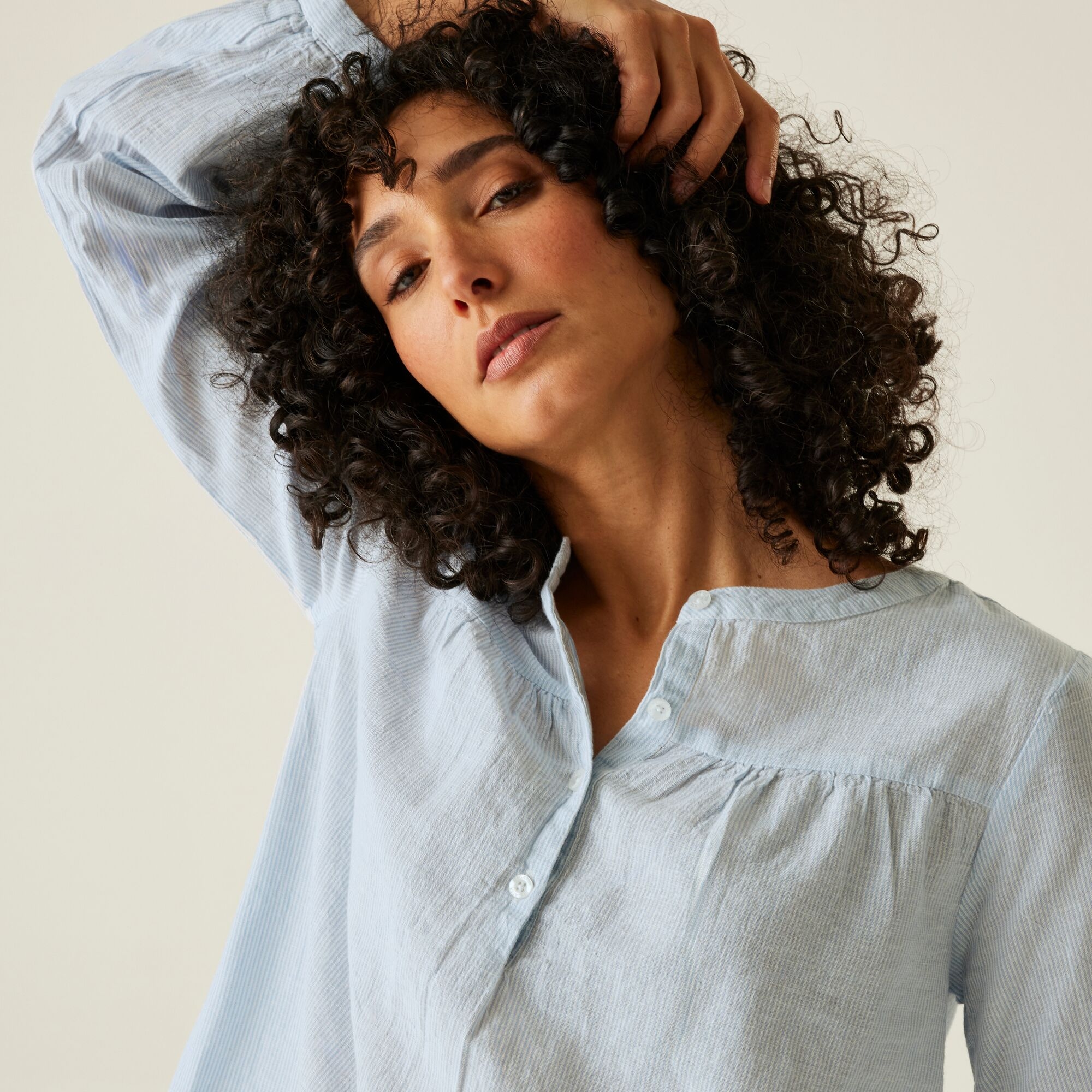 Women's Natine Lightweight Shirt | Chambray Blue Ticking Stripe