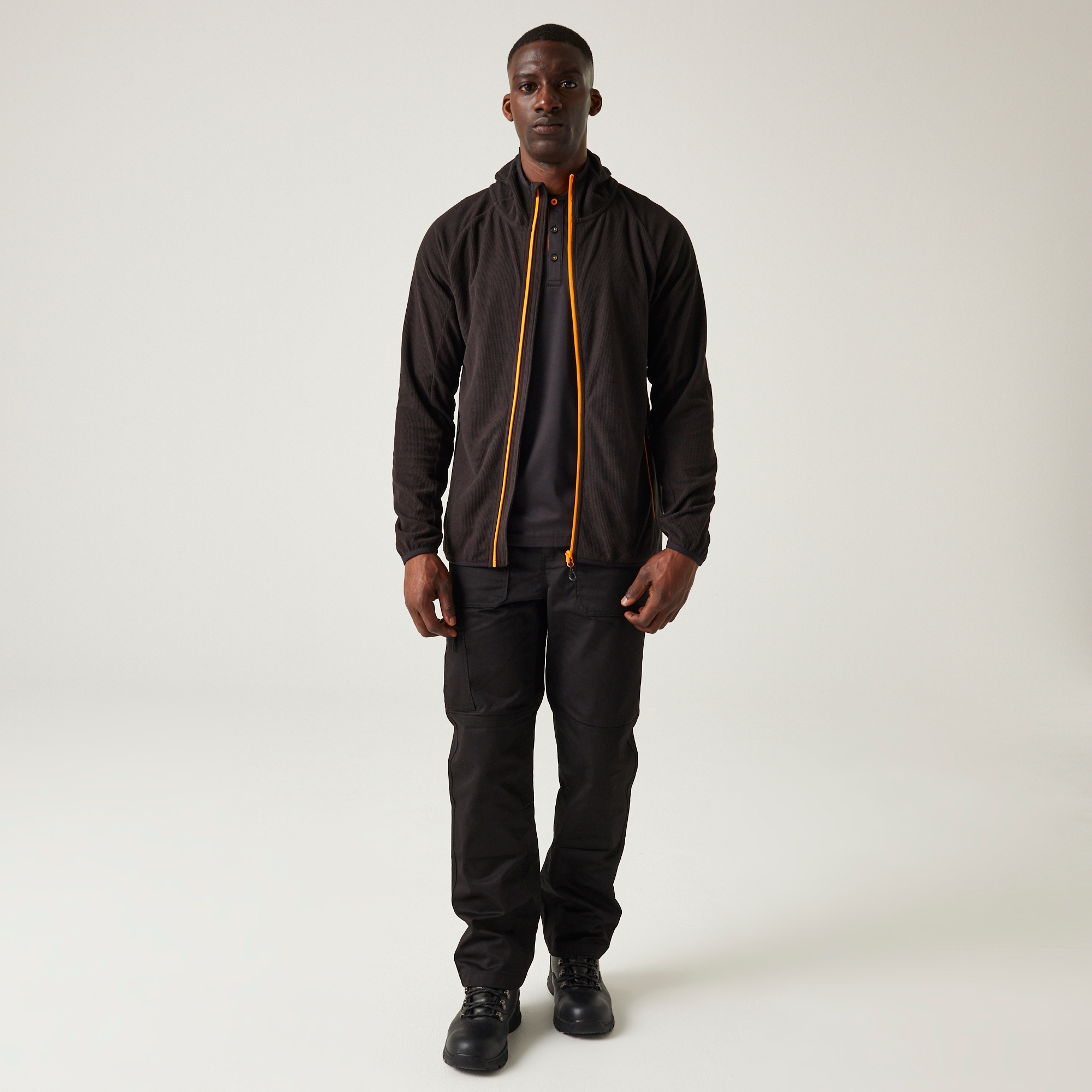 Men's Navigate Full-Zip Fleece | Black Orange Pop