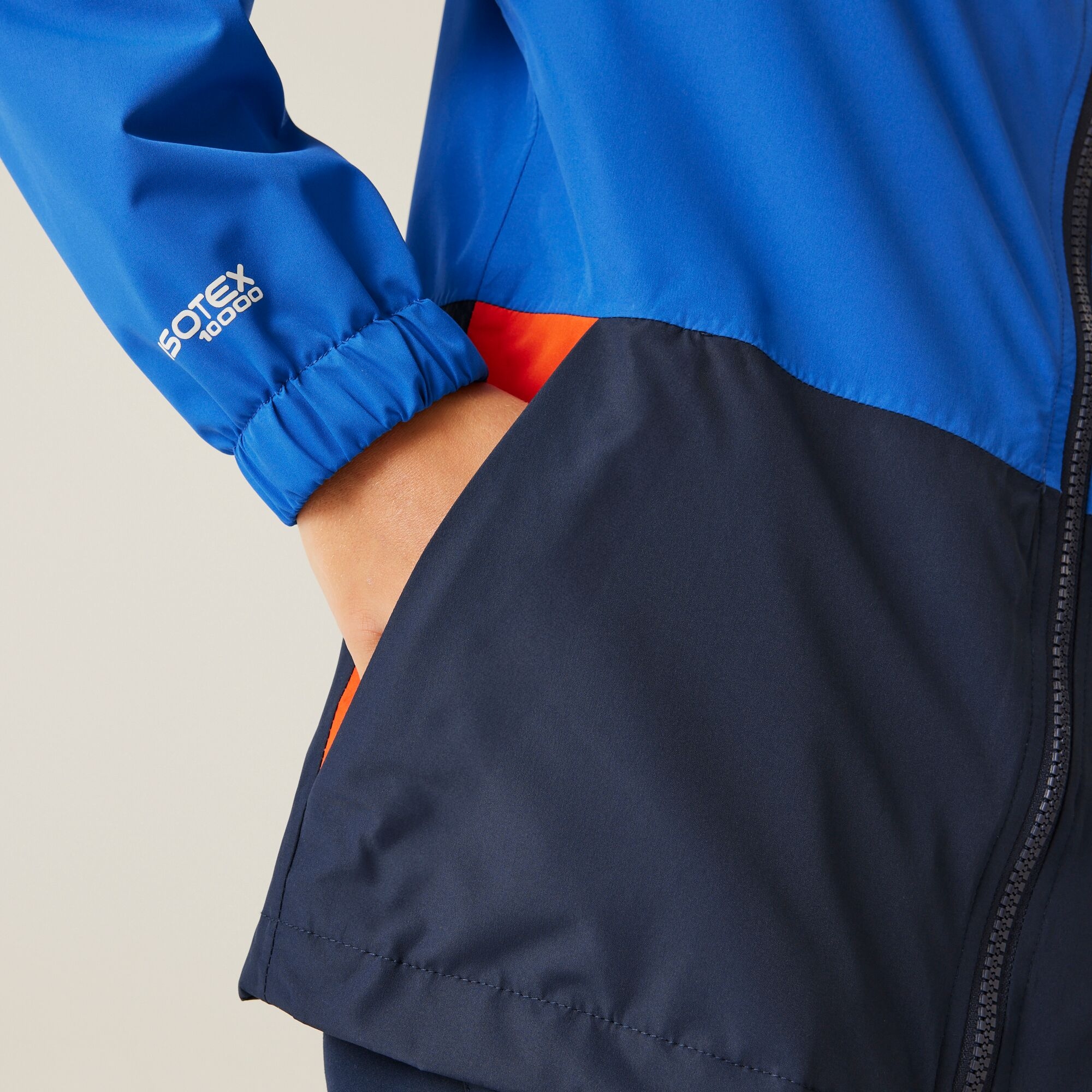 Kids' Hanleigh II Waterpoof Jacket | Olympian Blue Navy Tangerine Tango