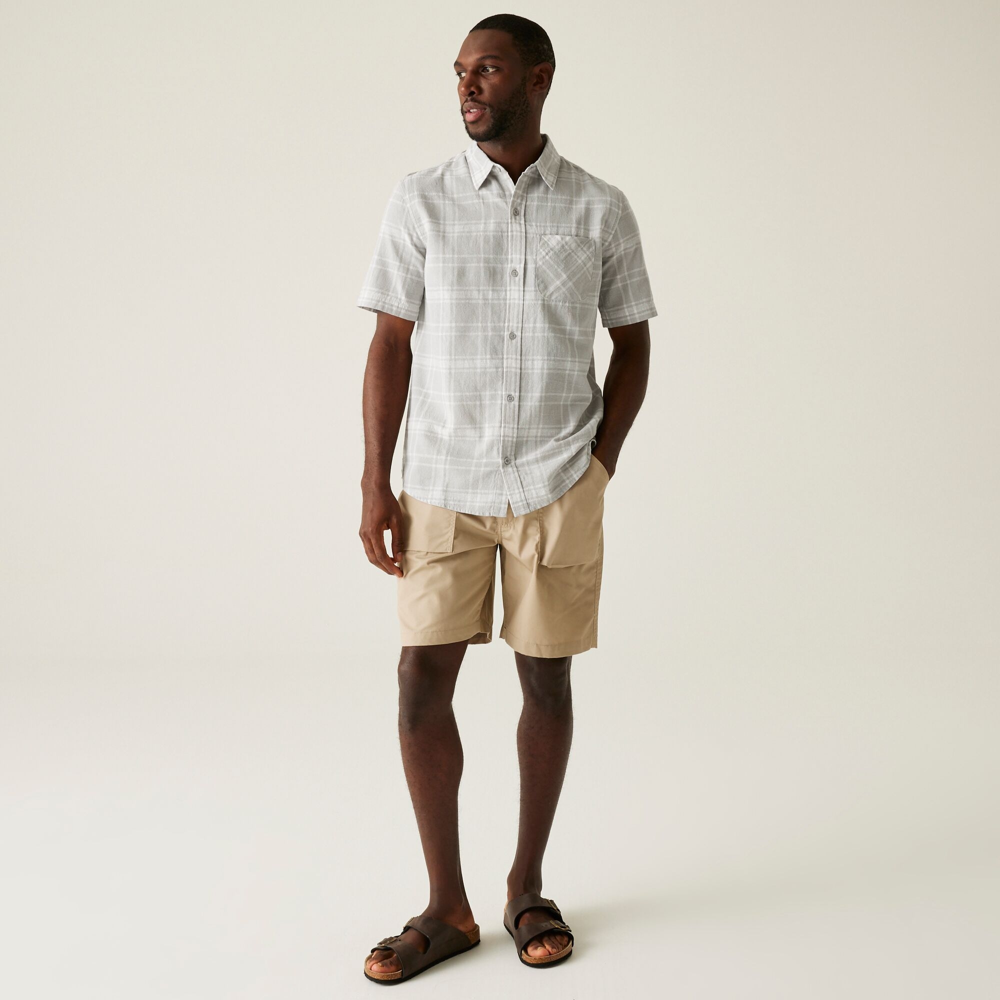 Men's Loran Short Sleeve Shirt | Silver Grey Check