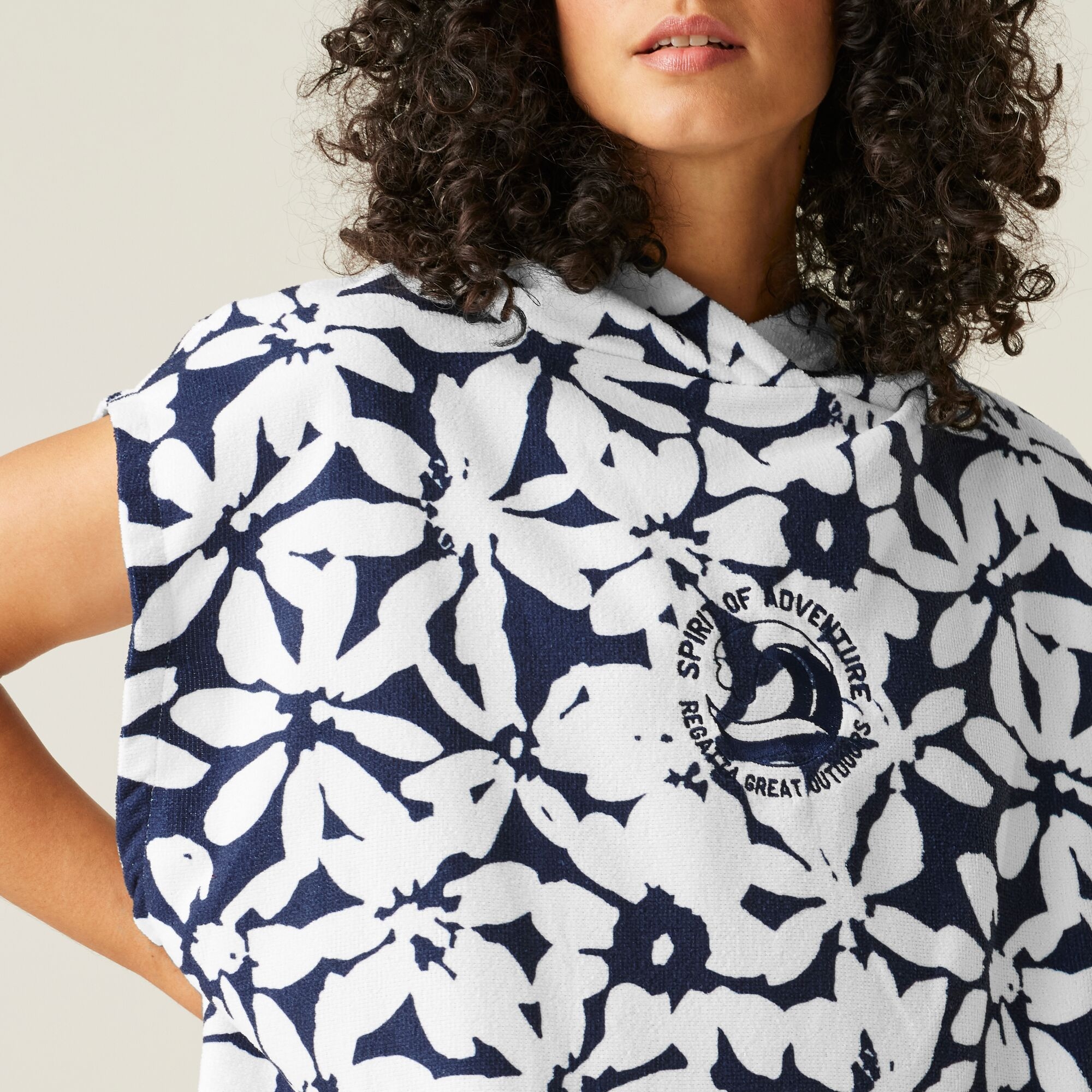 Adult's Towel Robe | Navy White Large Floral