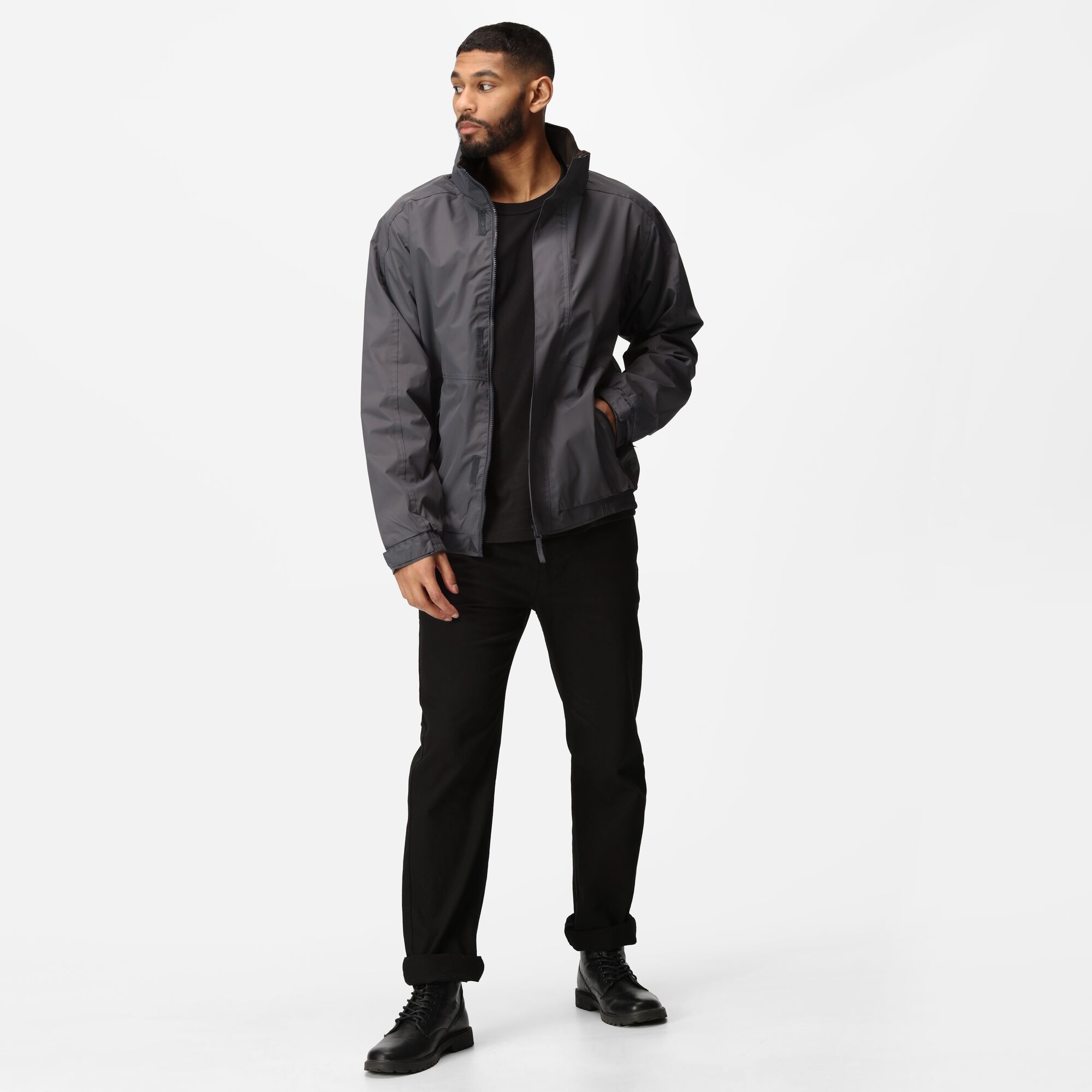Men's Dover Fleece Lined Waterproof Insulated Bomber Jacket | Seal Grey Black