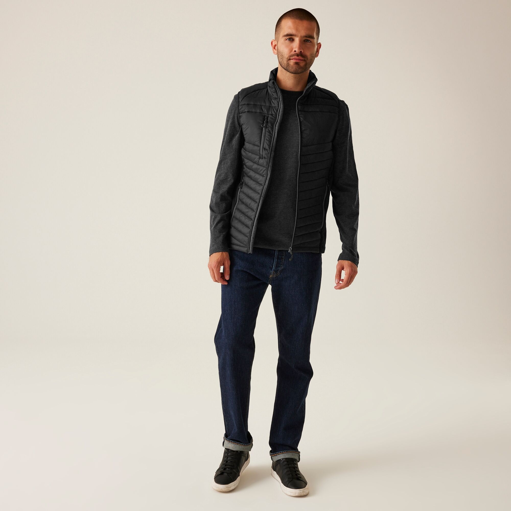 Men's Navigate Hybrid Bodywarmer | Black Seal Grey