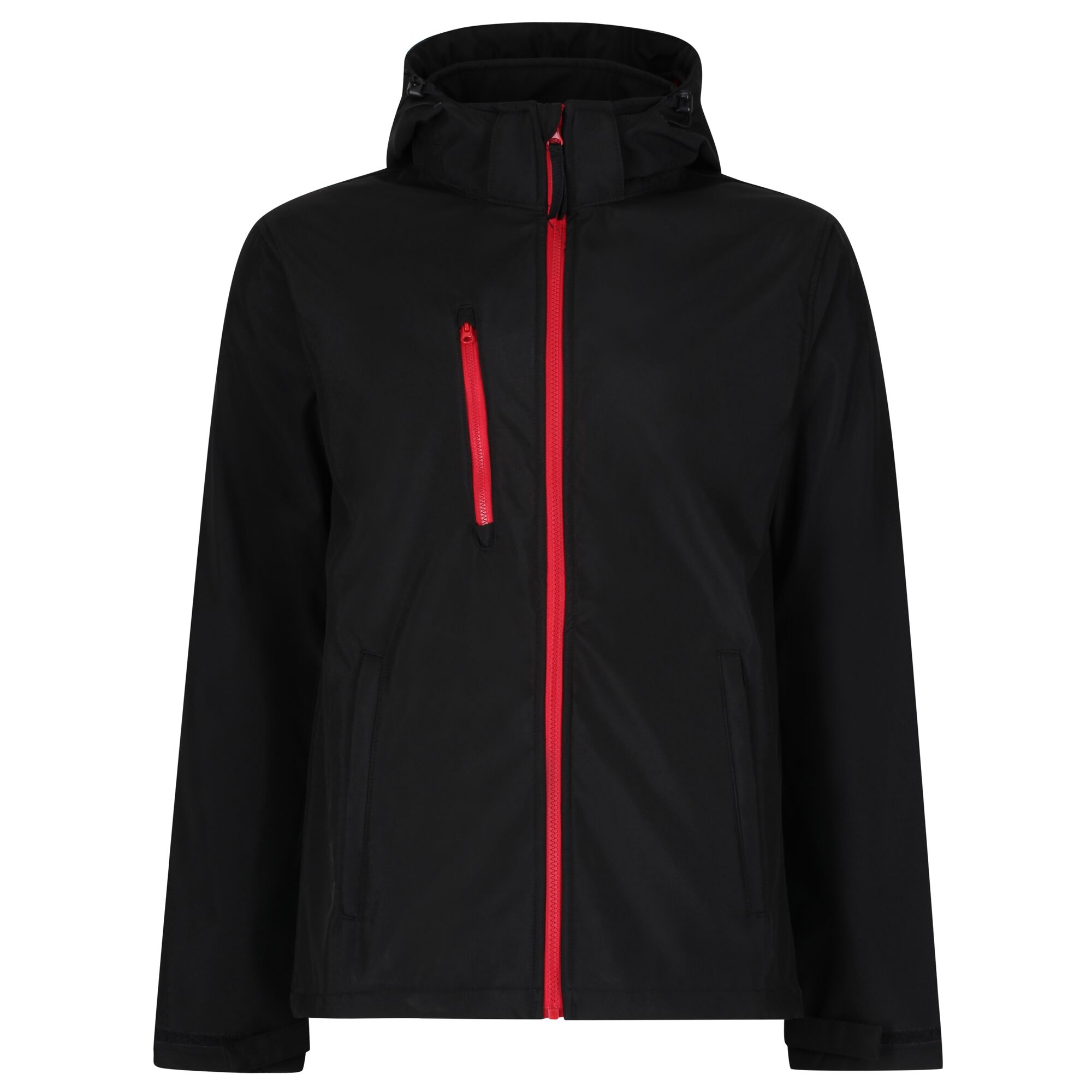 Men's Venturer 3 Layer Printable Hooded Softshell Jacket | Black Classic Red