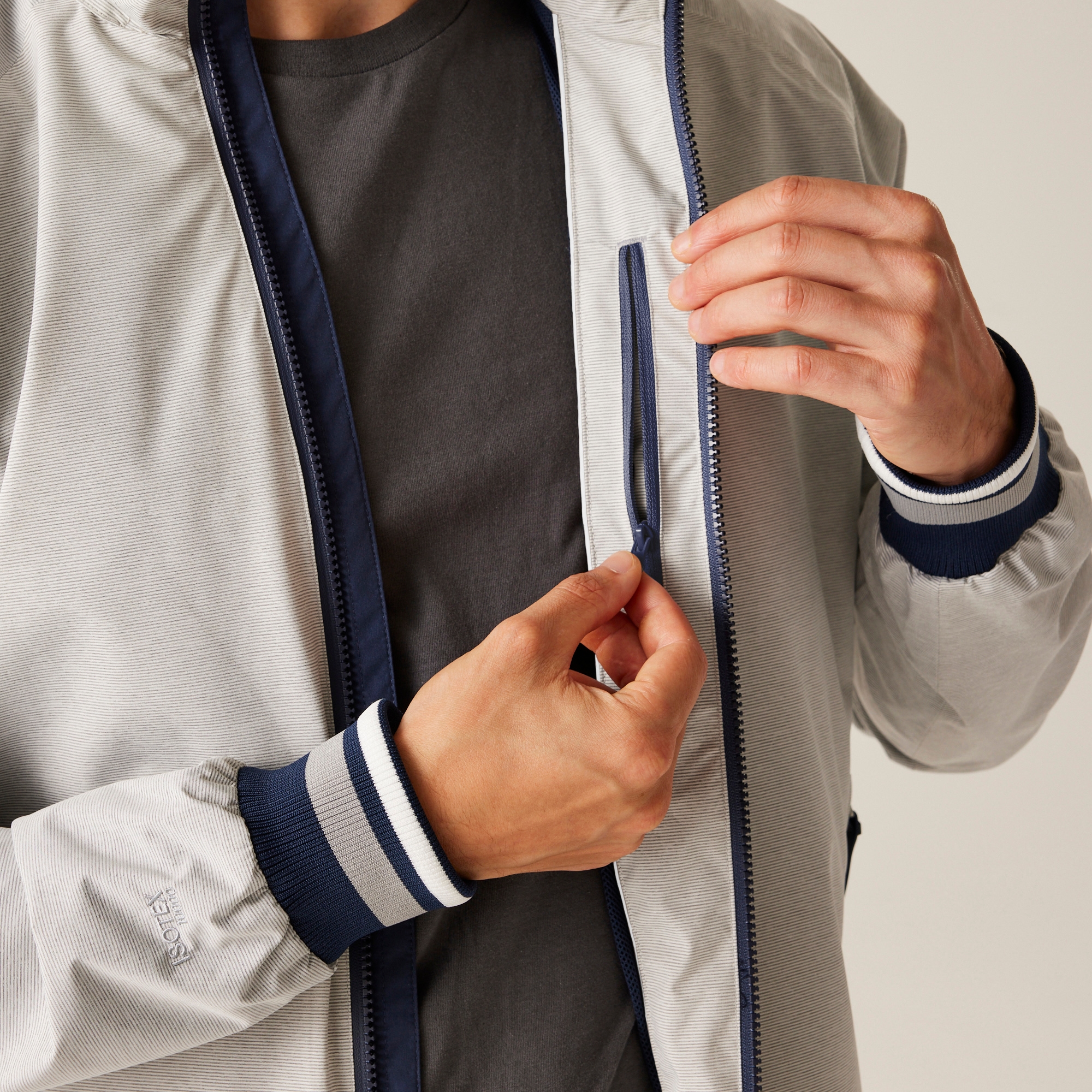 Men's Shorebay III Waterproof Jacket | Silver Grey Linear Stripe