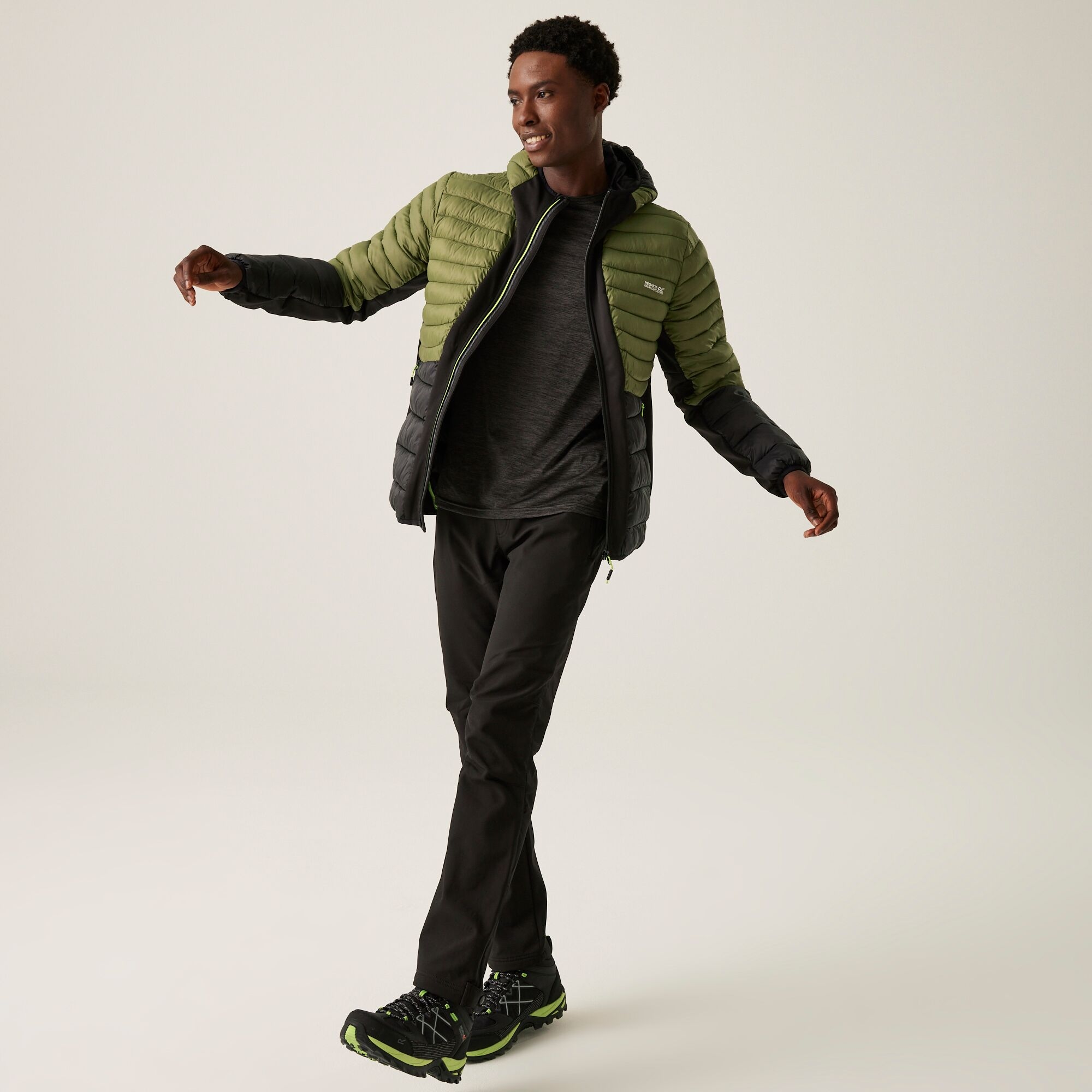 Men's Leedre Hybrid Hooded Jacket | Nephrite Green Black