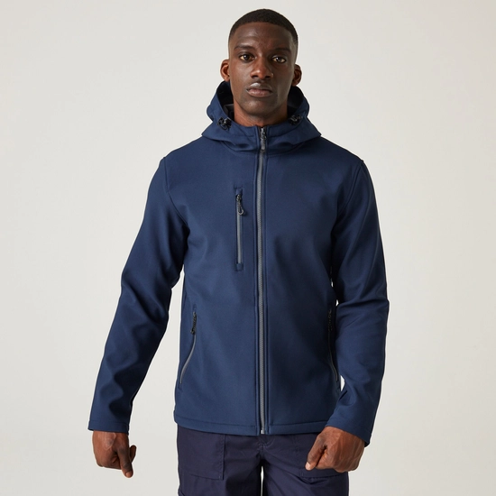 Men's Navigate 2 Layer Hooded Softshell Jacket | Navy Seal Grey