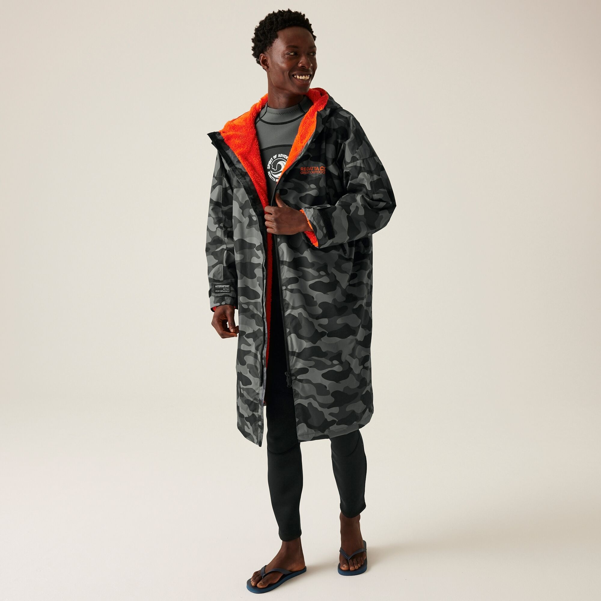 Adult's Waterproof Changing Robe | Grey Black Camo