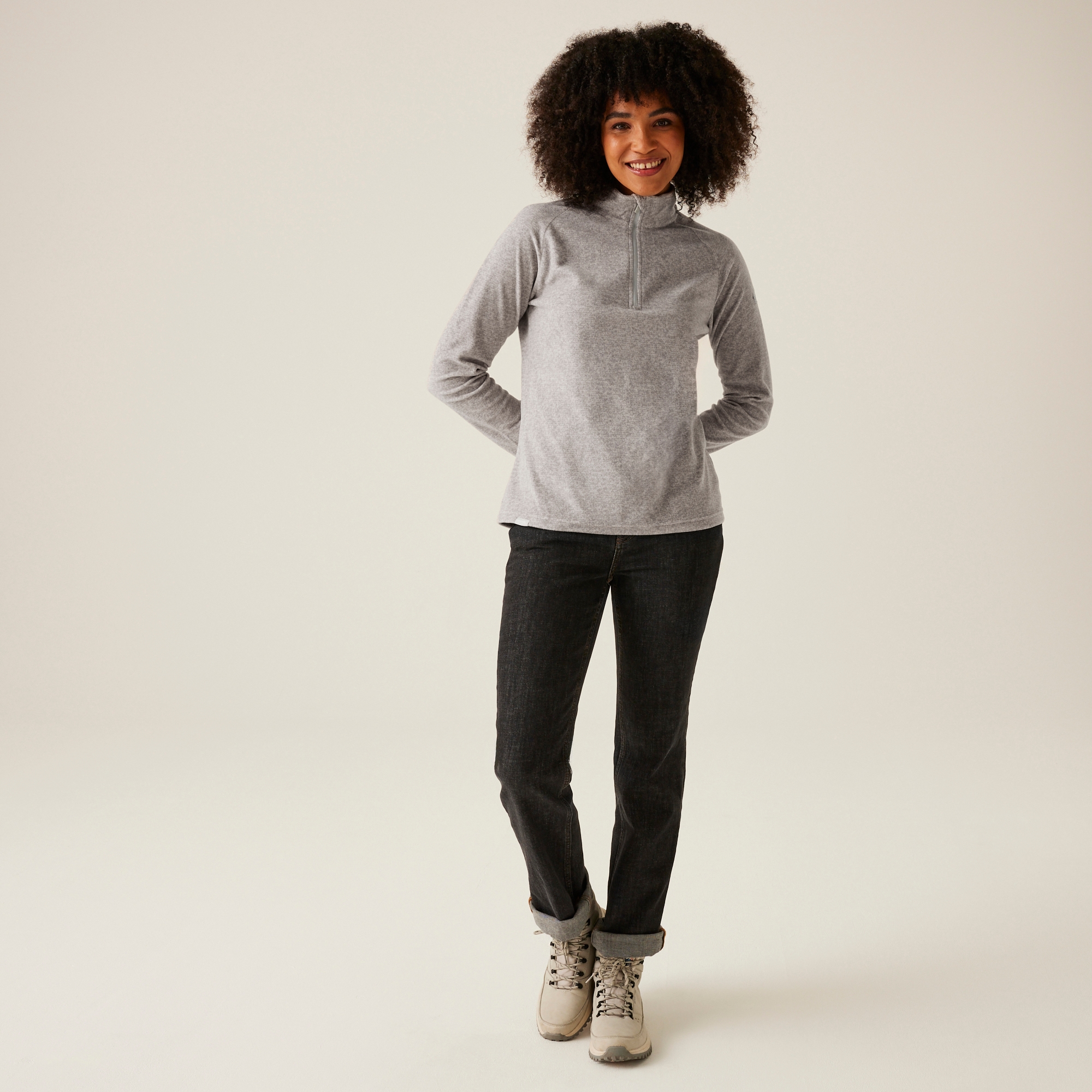 Women's Pimlo Half Zip Velour Fleece | Light Steel