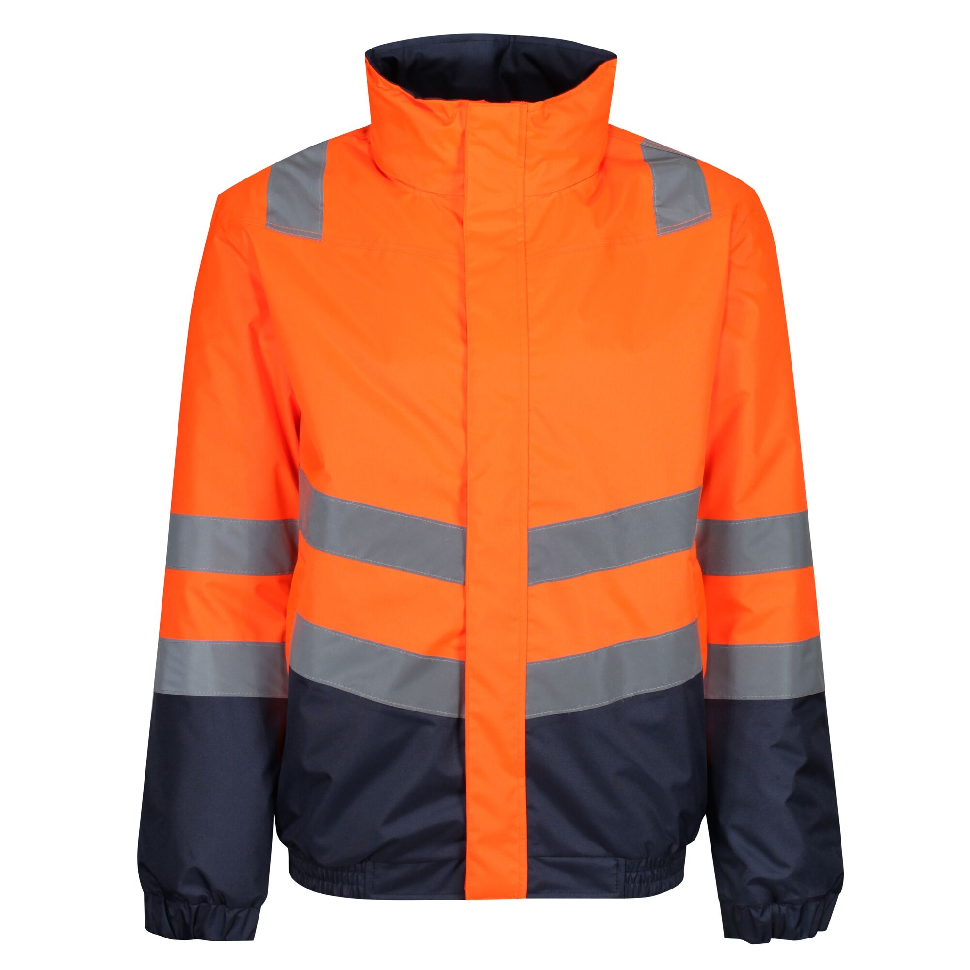 Men's Waterproof Hi-Vis Bomber Jacket | Orange Navy