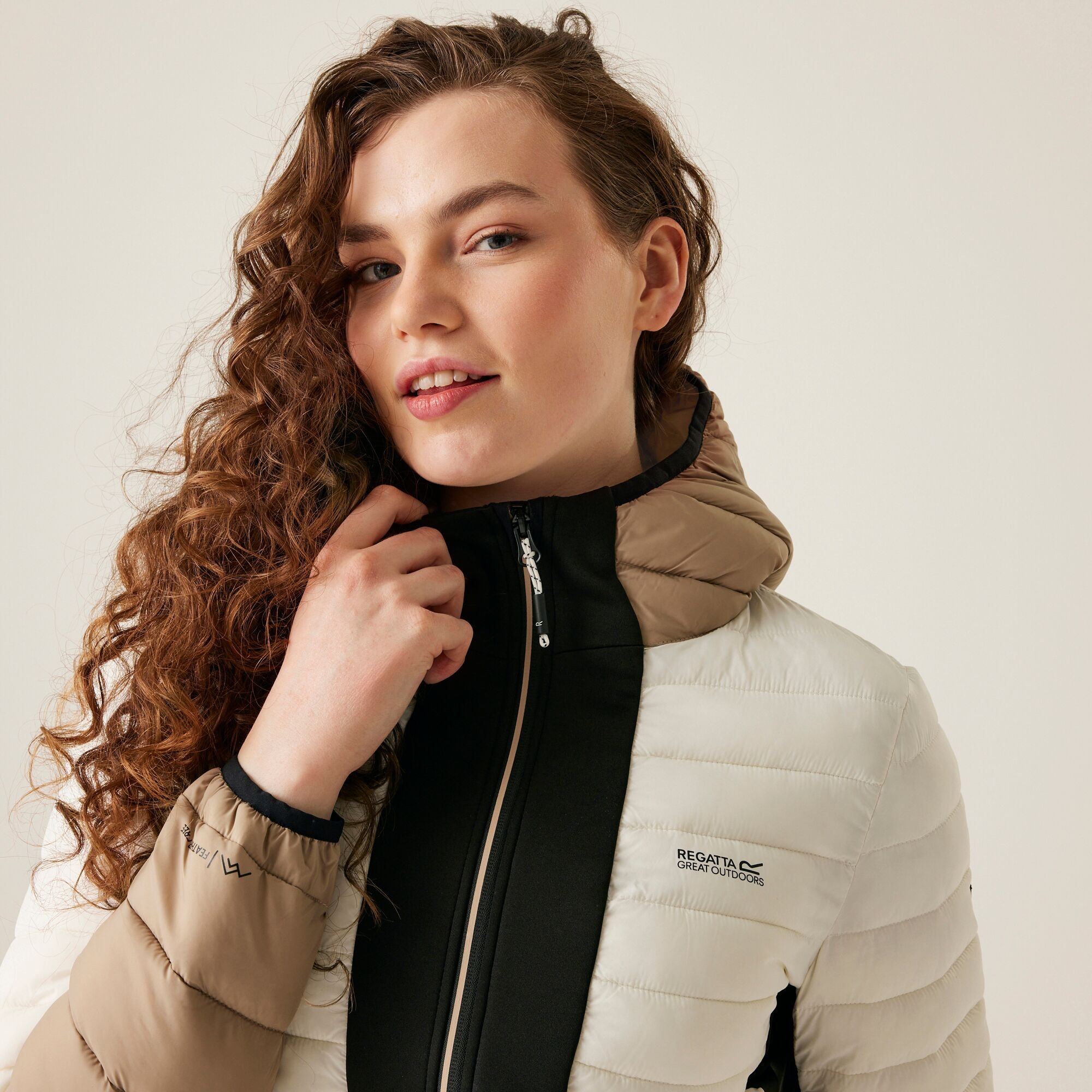 Women's Leedre Hooded Hybrid Jacket | Black Warm Taupe