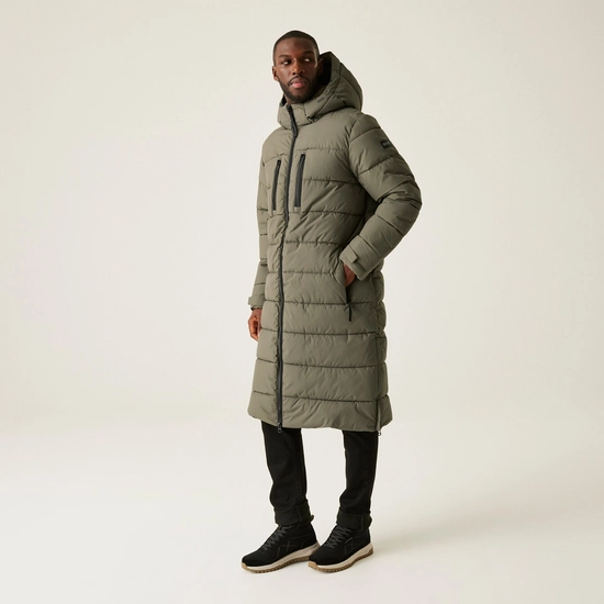 Men's Mottere Longline Padded Jacket | Crocodile Black