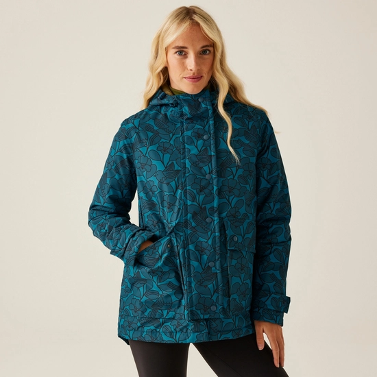 Orla Kiely Mid Length Waterproof Jacket | Birdy Blue