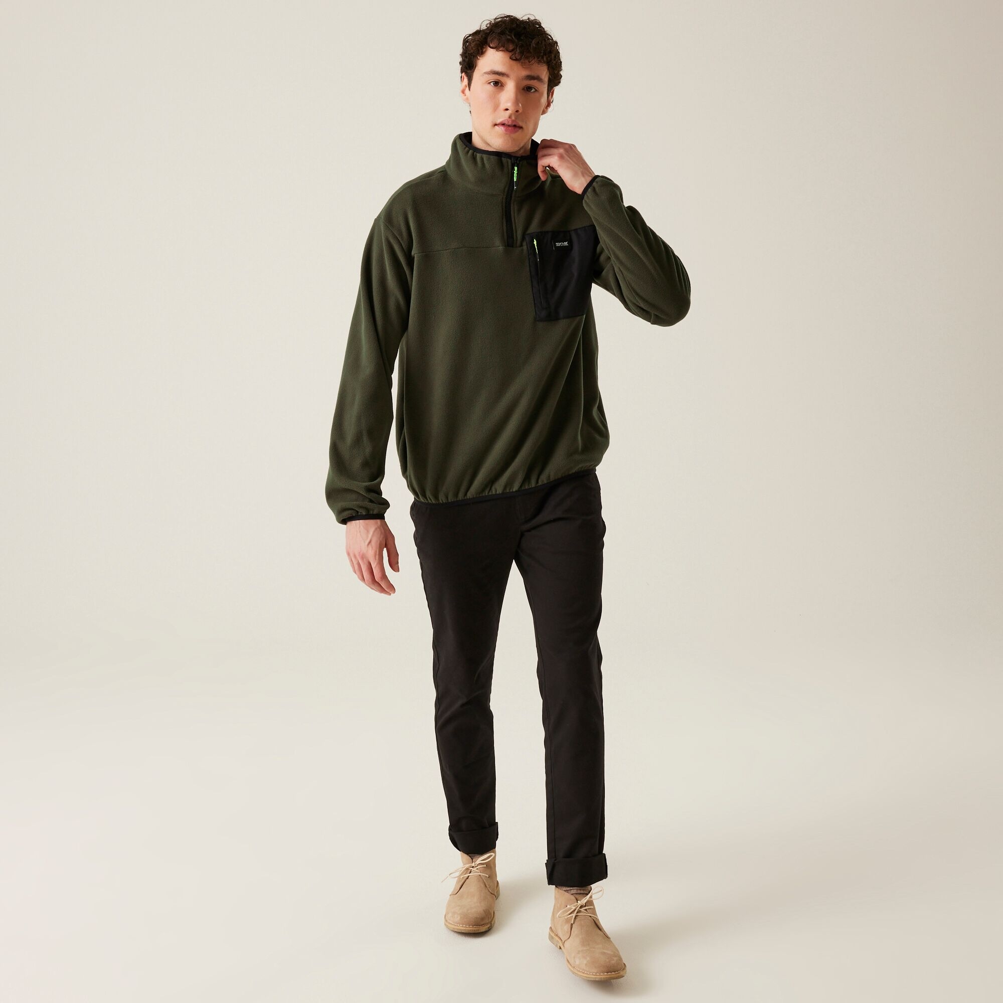 Men's Frankie Half Zip Fleece | Dark Khaki