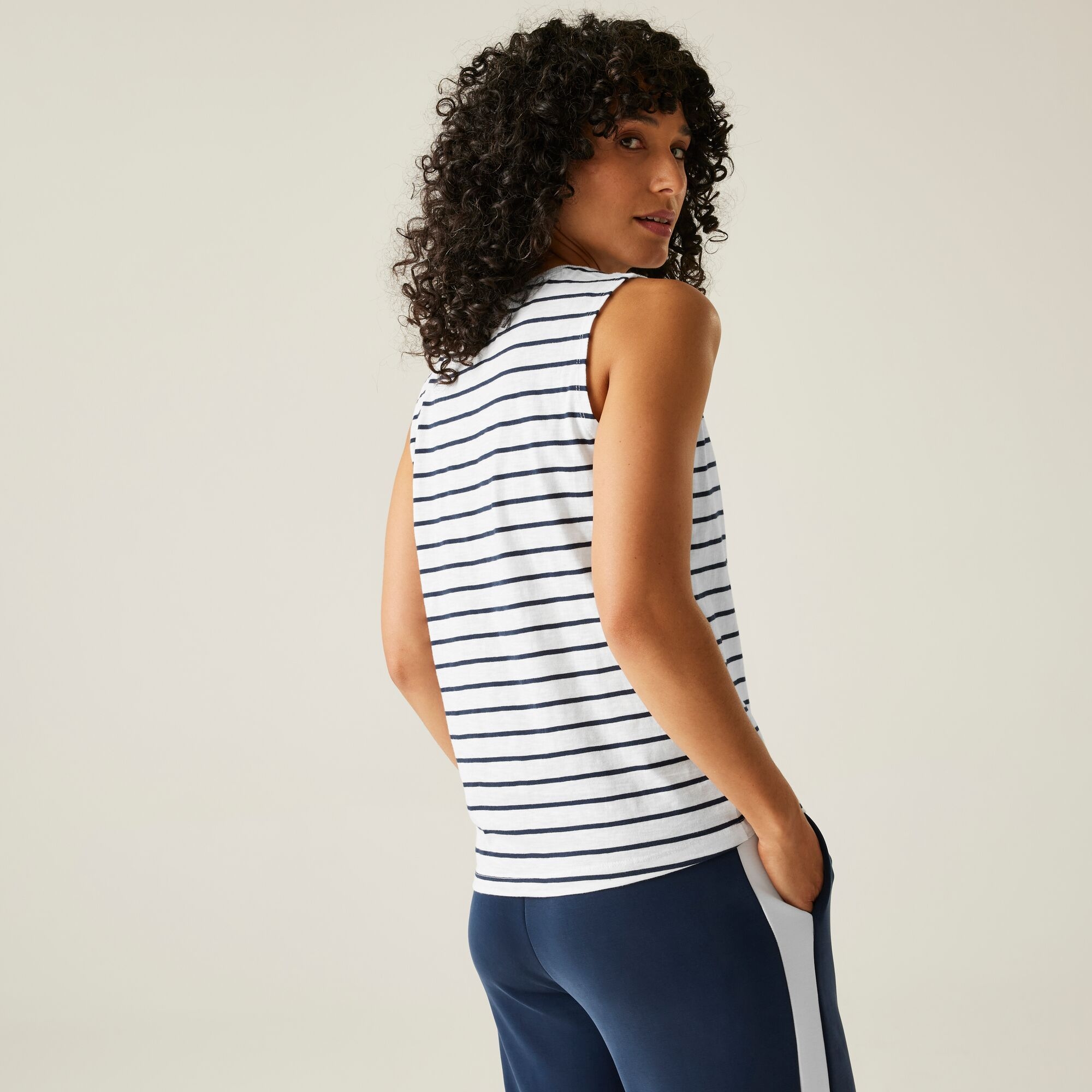 Women's Fariene Sleeveless Top | White Navy Stripe