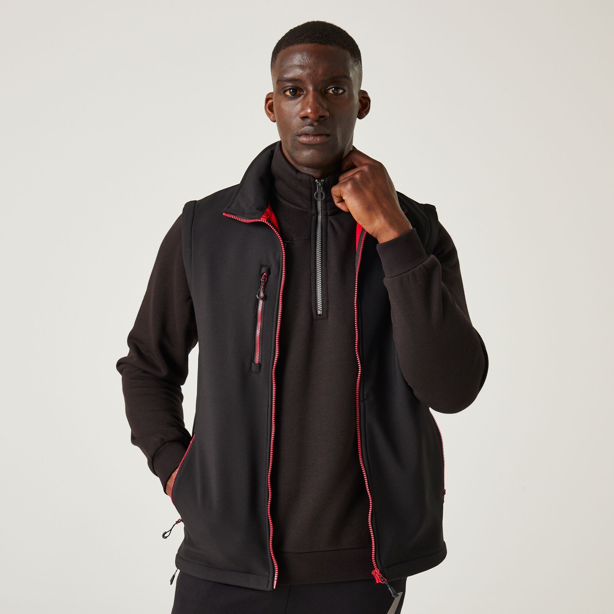 Men's Navigate 2 Layer Softshell Bodywarmer | Black Classic Red