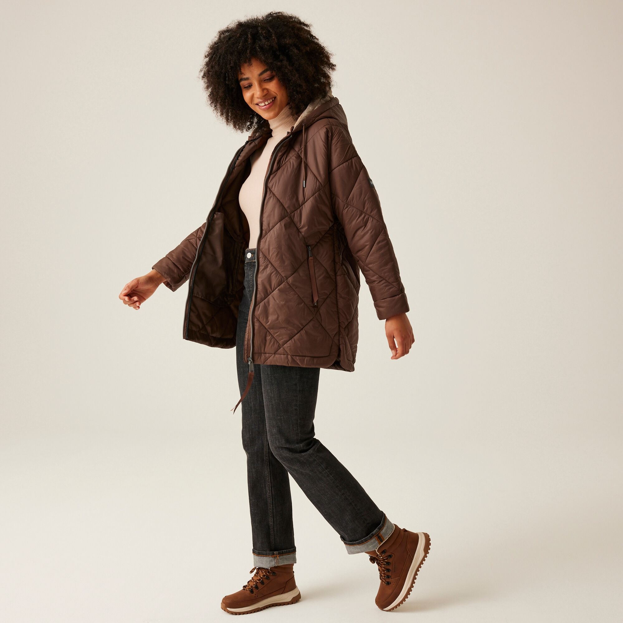 Women's Emila Quilted Jacket | Dark BrownWarm Taupe