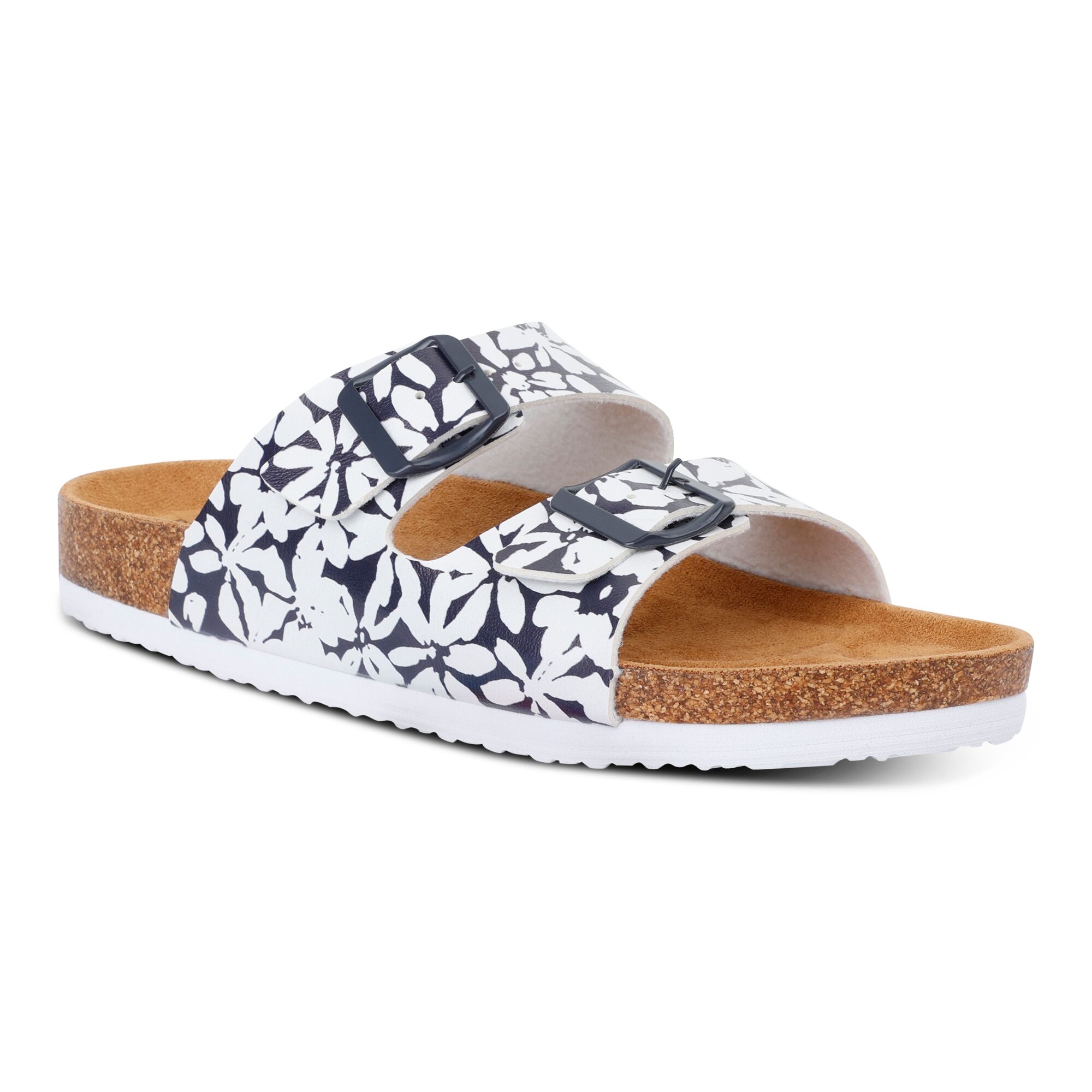 Women's Mia Double Strap Sandals | Navy White Large Floral