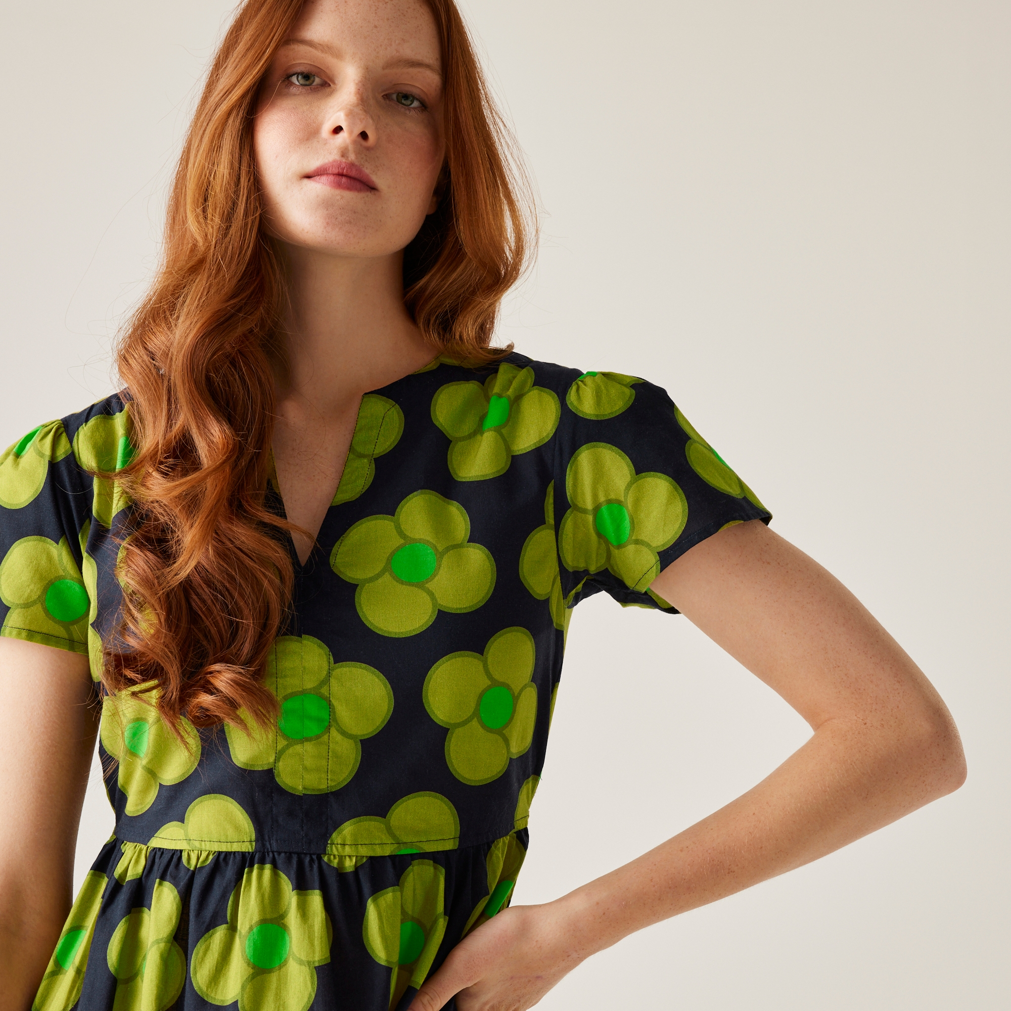 Orla Kiely Tiered Midi Dress | Spinning Flower Navy