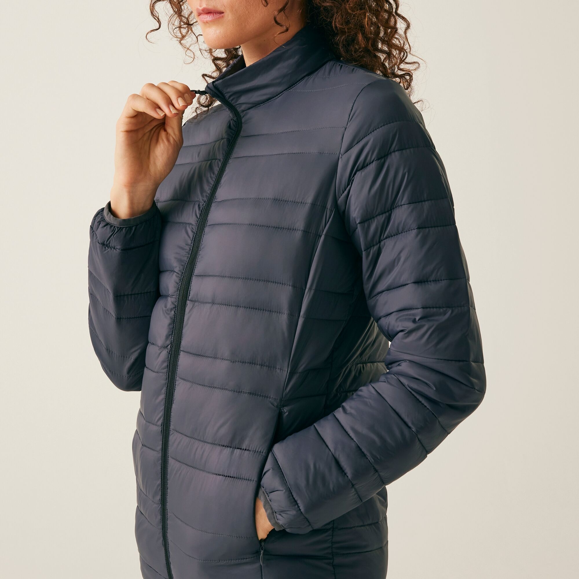 Women's Firedown Baffled Quilted Jacket | Seal Grey