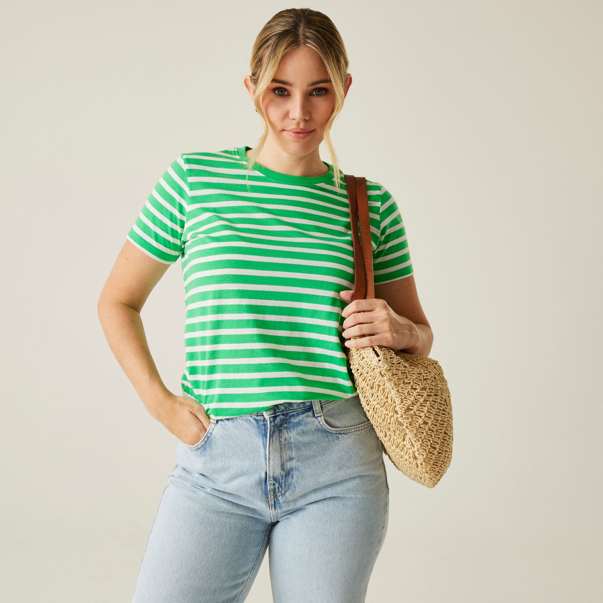 Women's Bayletta Short Sleeve T-Shirt | Island Green White Stripe