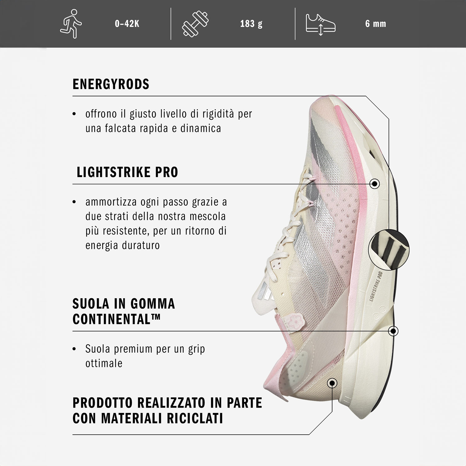 adidas Adizero Adios Pro 3 Cloud White/Silver Metallic/Cloud Pink