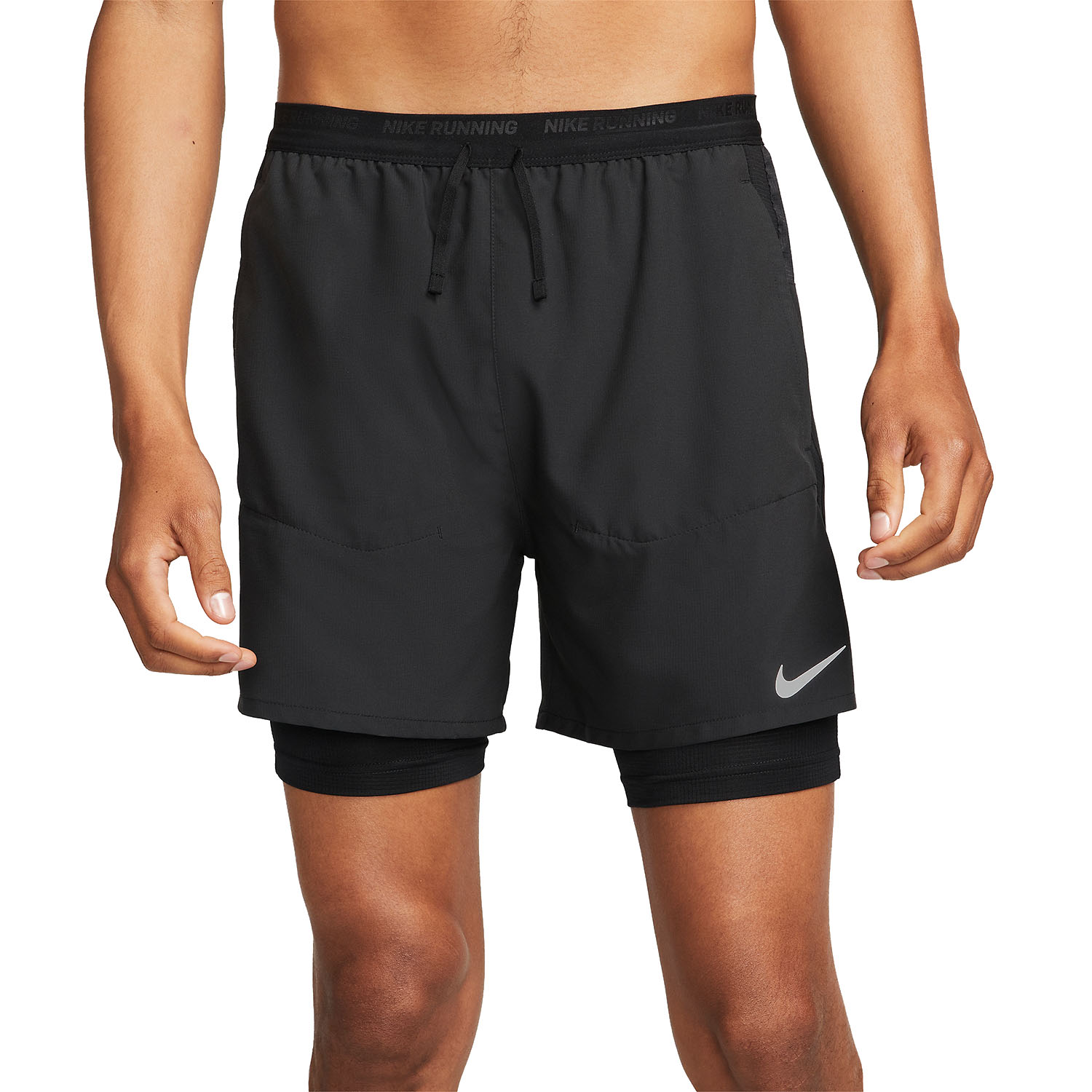 Nike Dri-FIT Stride Hybrid 2 in 1 5in Pantaloncini Black/Reflective Silver