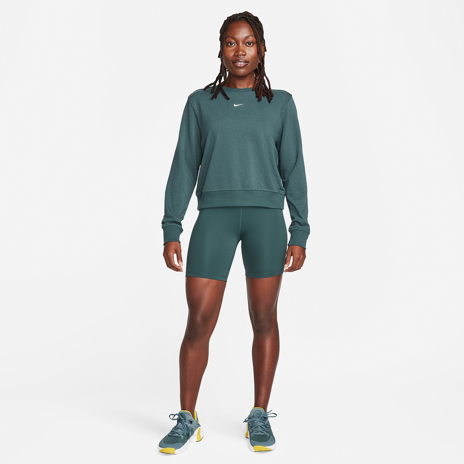 Nike Dri-FIT One Crew Felpa Deep Jungle/White
