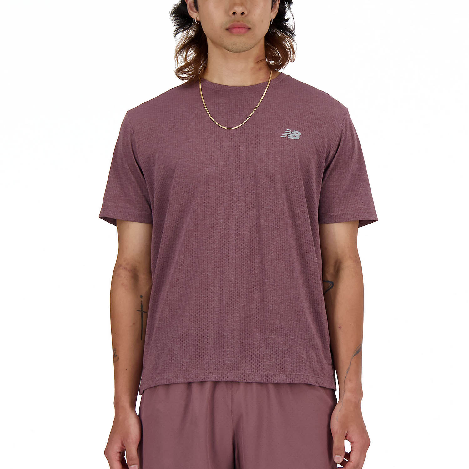 New Balance Athletics Run Maglietta Licorice Heather