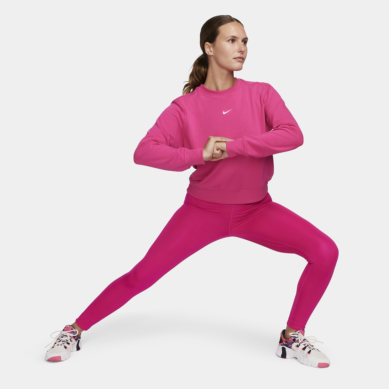 Nike Dri-FIT One Crew Felpa Fireberry/White