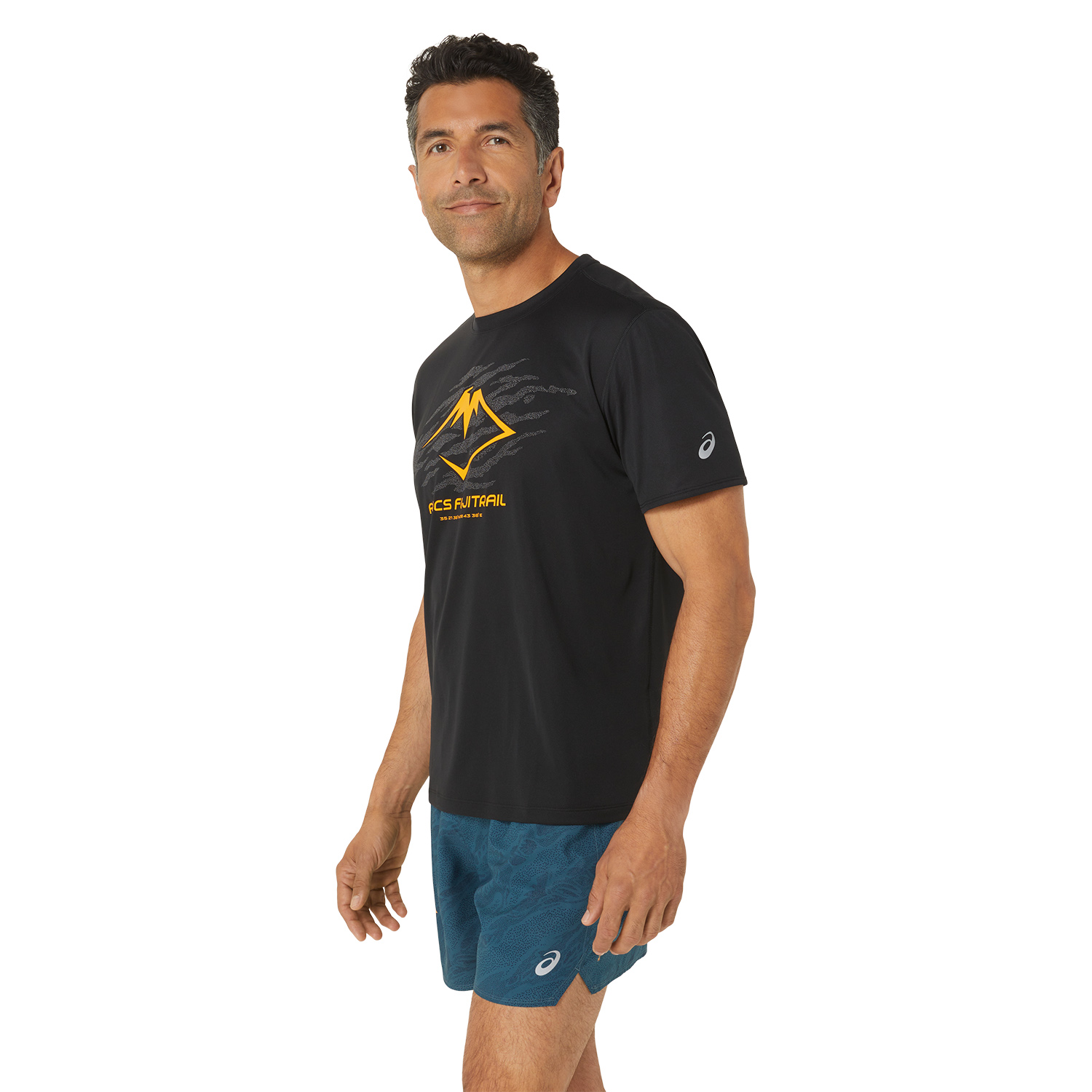 Asics Fujitrail Logo Maglietta Performance Black/Carbon/Fellow Yellow